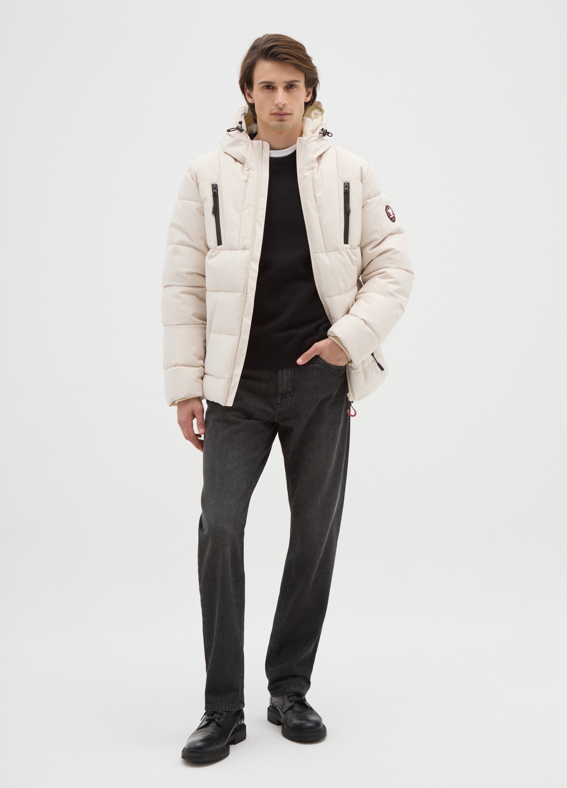 CANADA'S TRAIL, Giacca Imbottita Beige Con Cappuccio E Zip, Uomo, Beige, Taglia: L