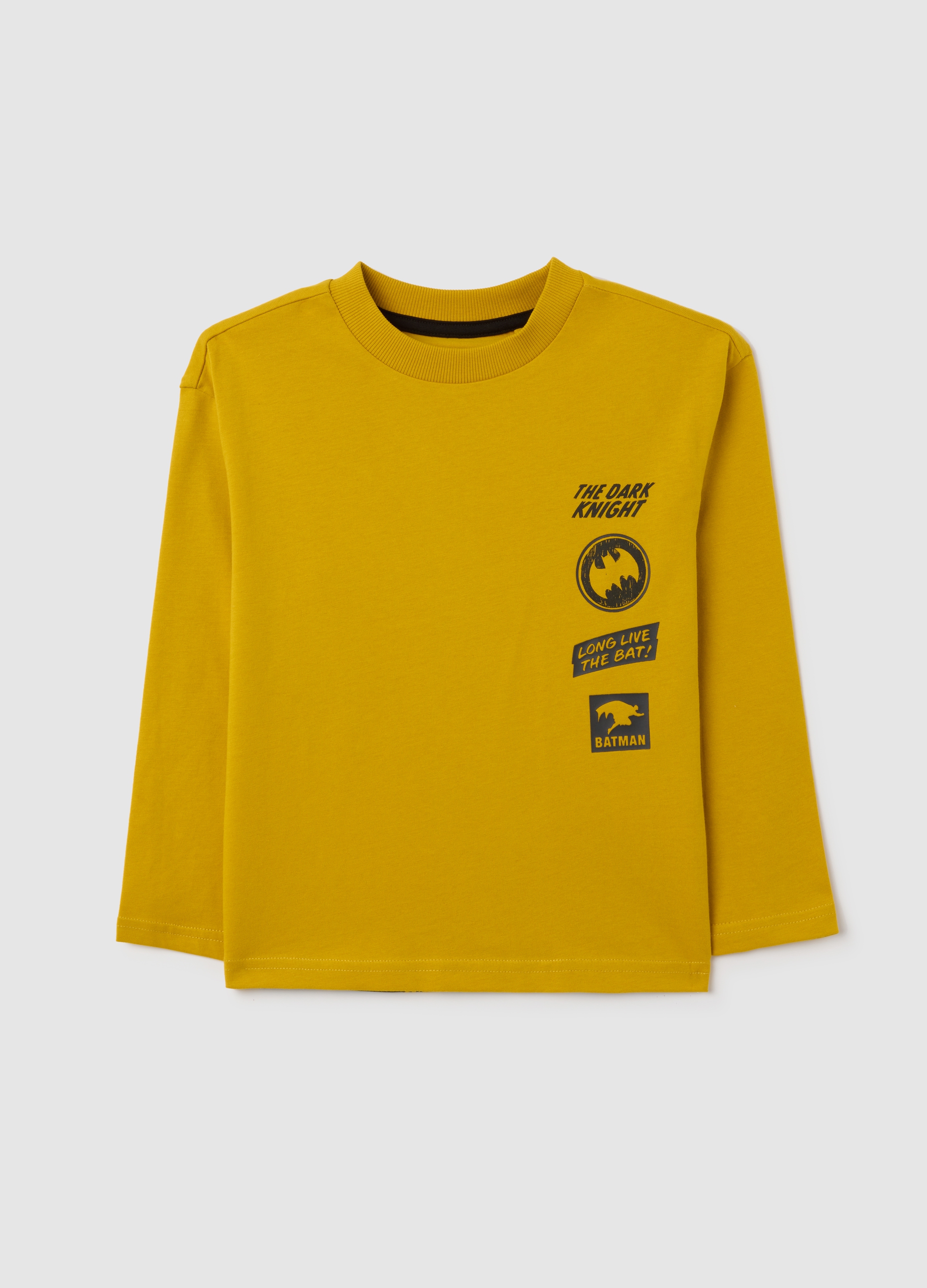 WARNER BROS, Maglia Da Bambino In Puro Cotone Gialla Con Stampa Batman, Giallo, Taglia: 3-4