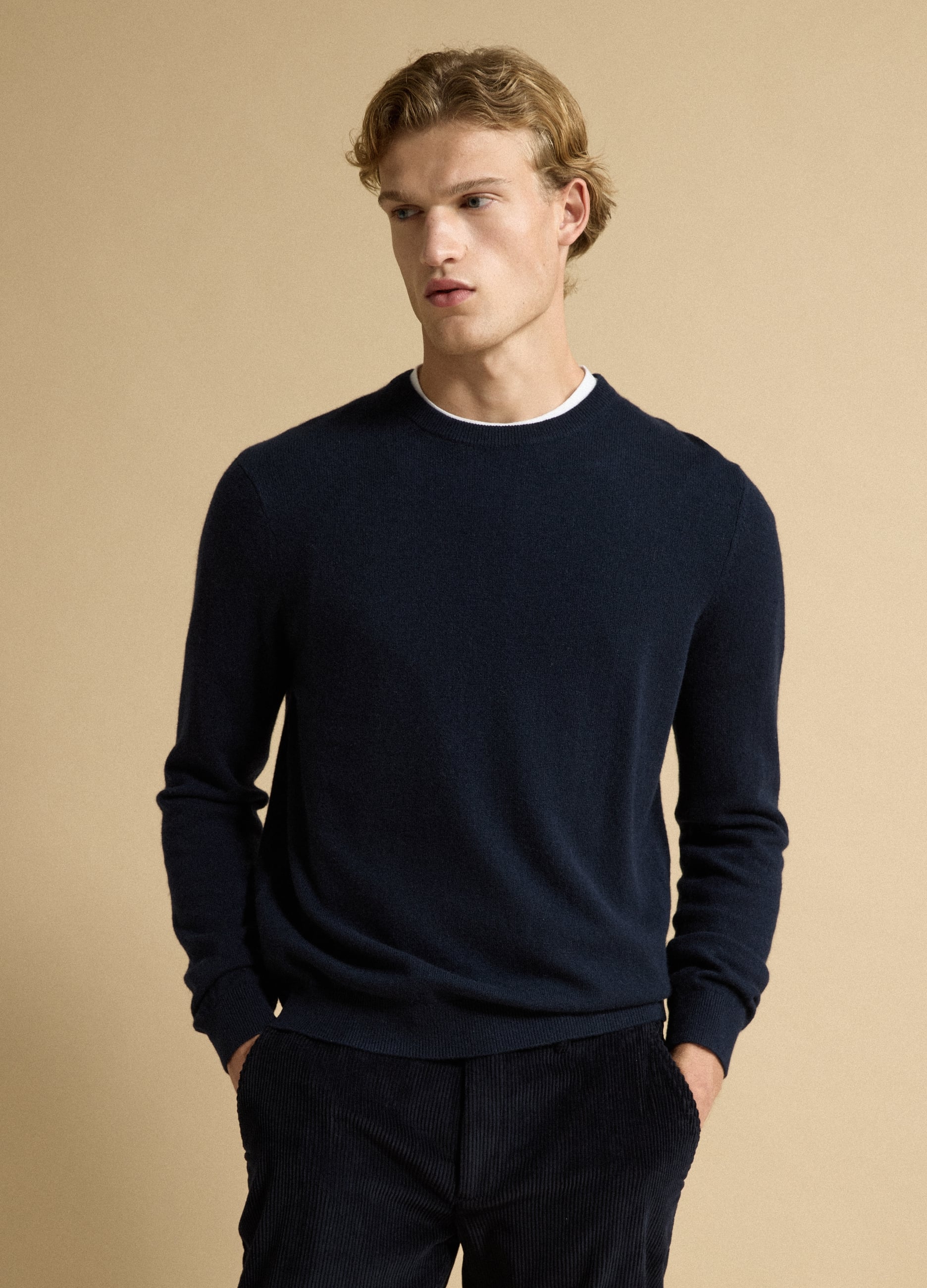 Piombo Contemporary, Maglia Blu In Puro Cashmere Regular Fit, Unisex, Blu, Taglia: L