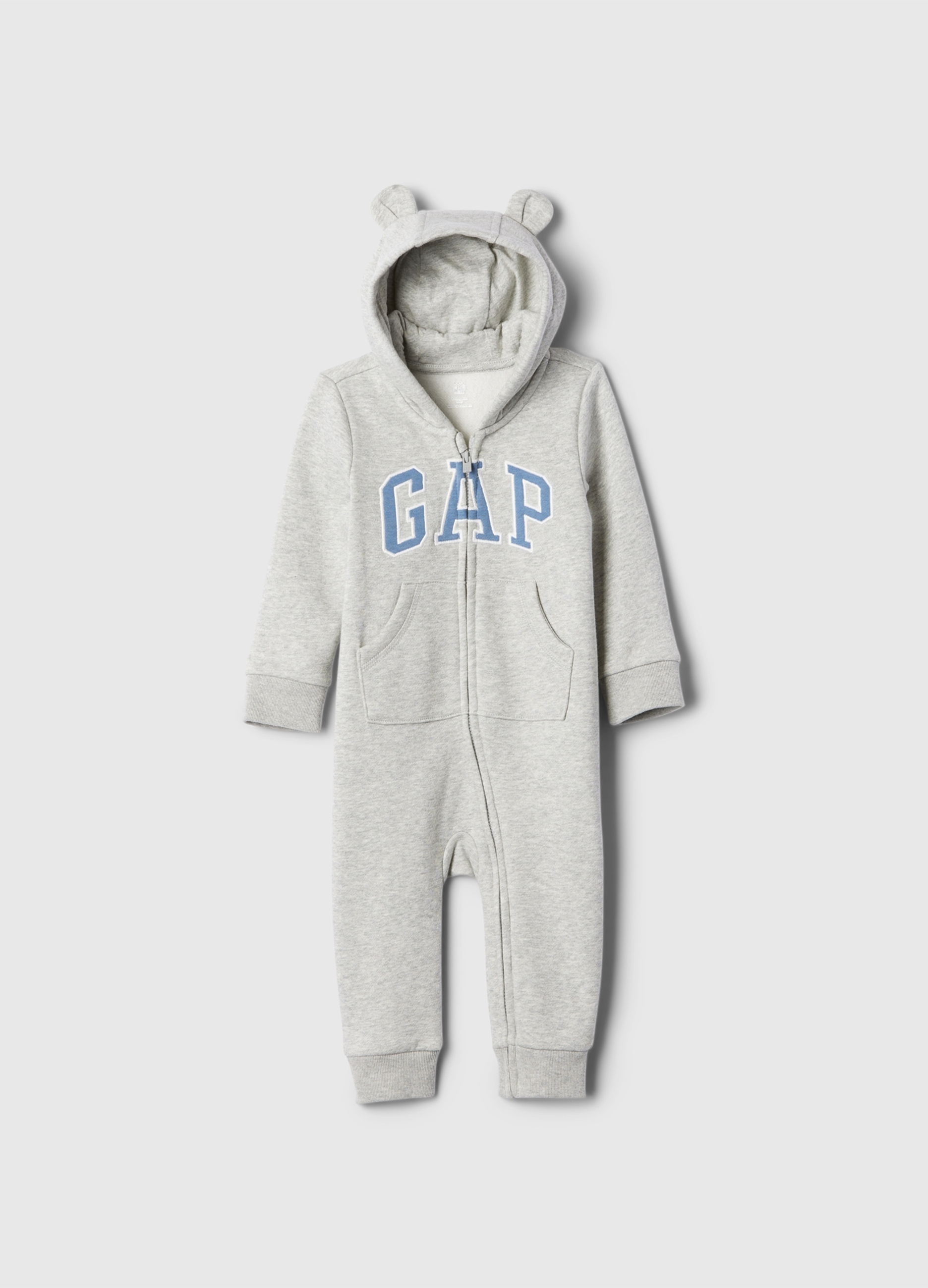 OVS, Tutina Full-zip Con Cappuccio E Ricamo Logo, Unisex, Grigio, Taglia: 18-24M/79-84