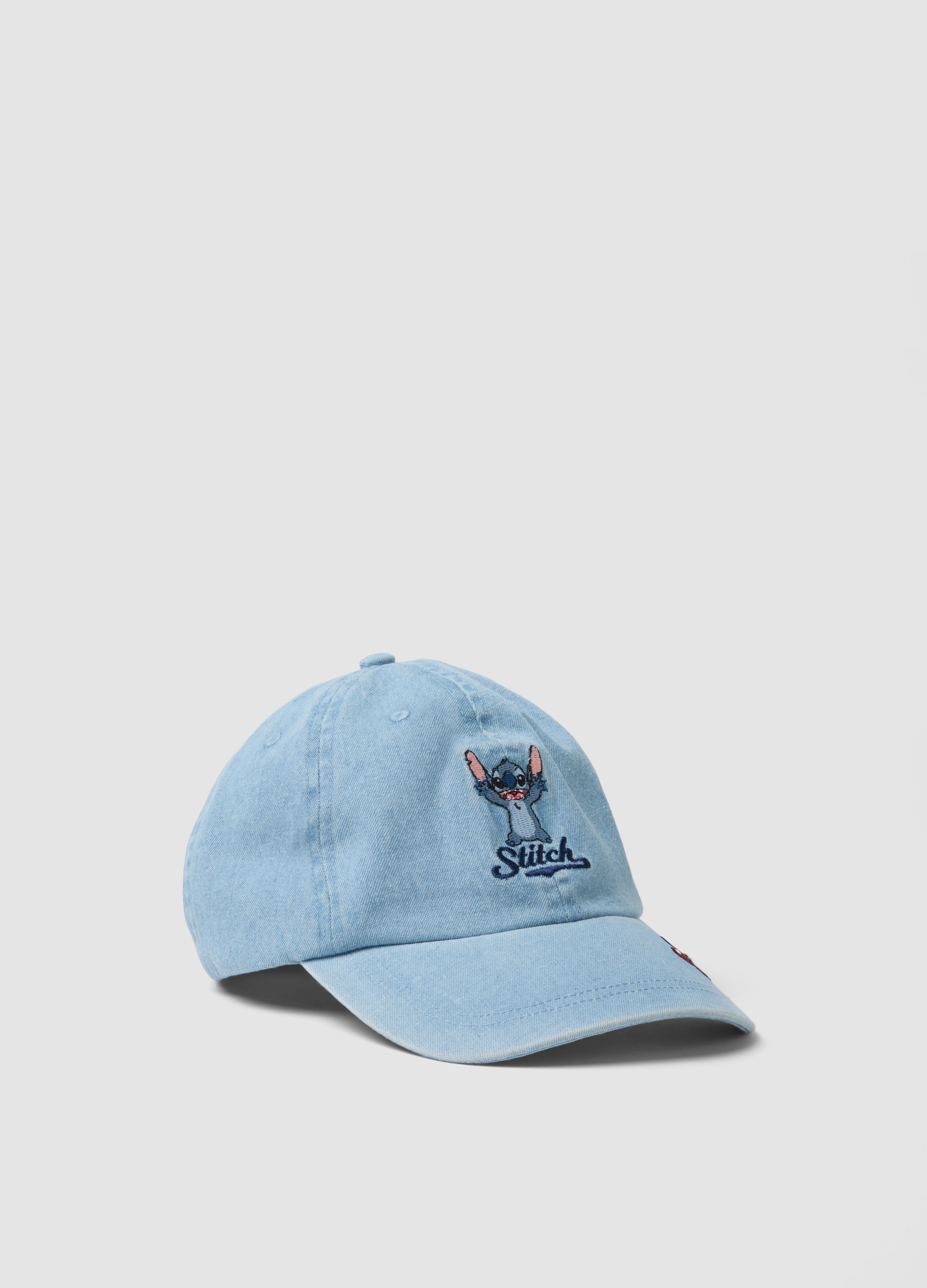 DISNEY, Gorra De Niña En Algodón Puro Azul Denim Con Bordado De Stitch, Niña, Azul claro, Talla: 52