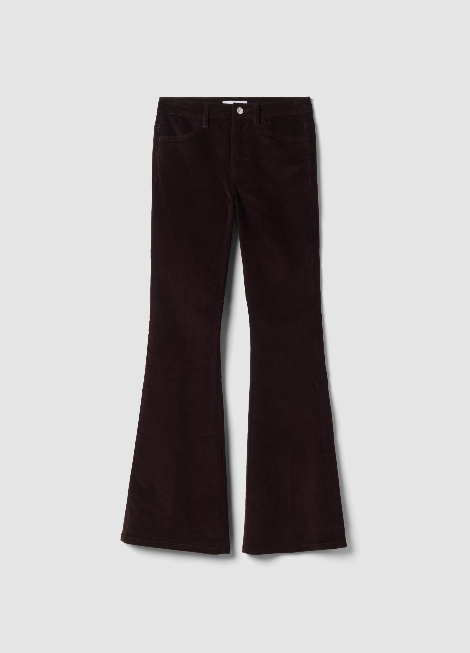 B.ANGEL, Pantaloni Marroni Flare In Cotone Elasticizzato, Donna, Marrone, Taglia: 46