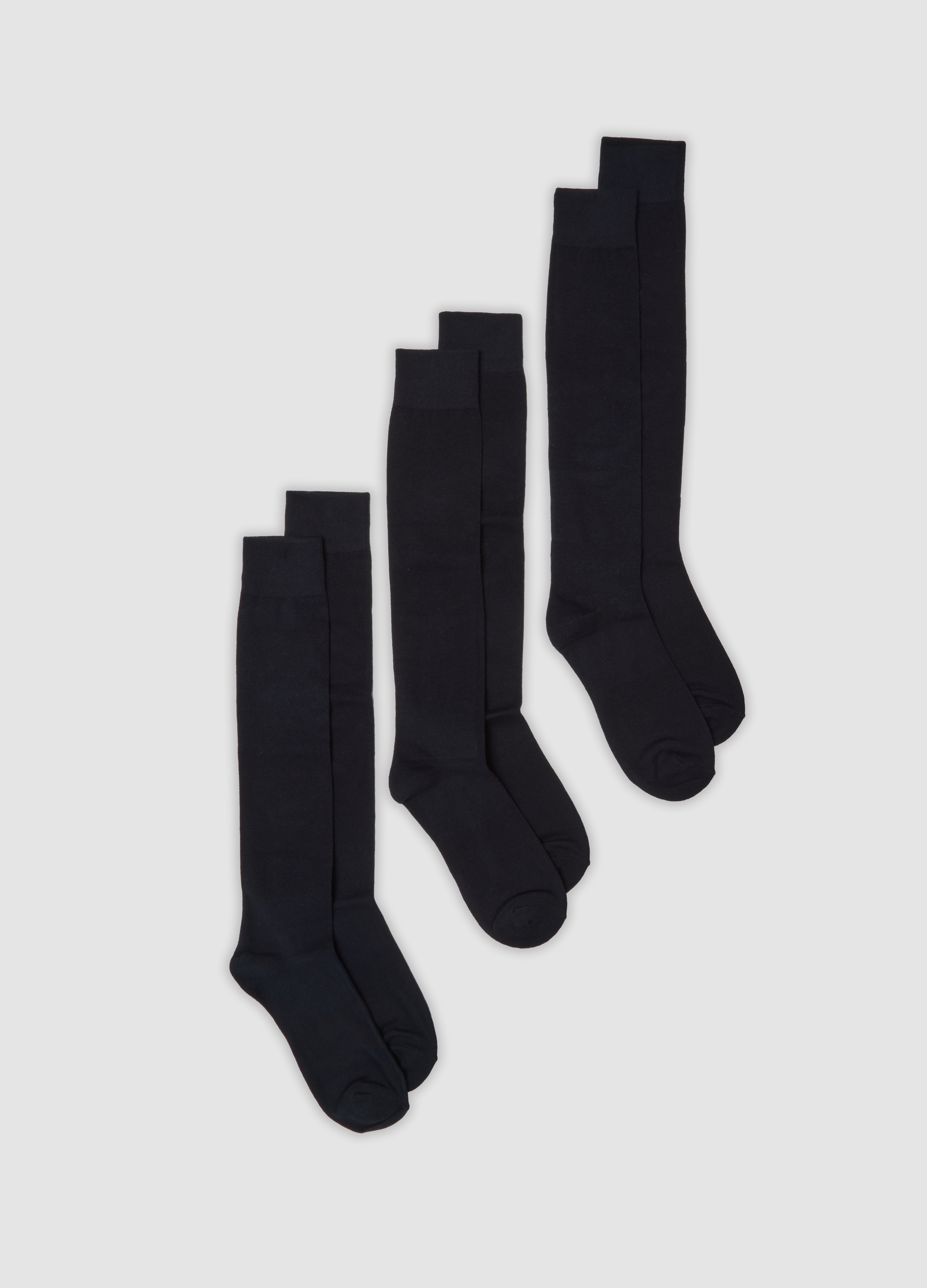 OVS, Tripack Di Calze Lunghe Blu In Cotone Organico Elasticizzato, Uomo, Blu, Taglia: 38-42