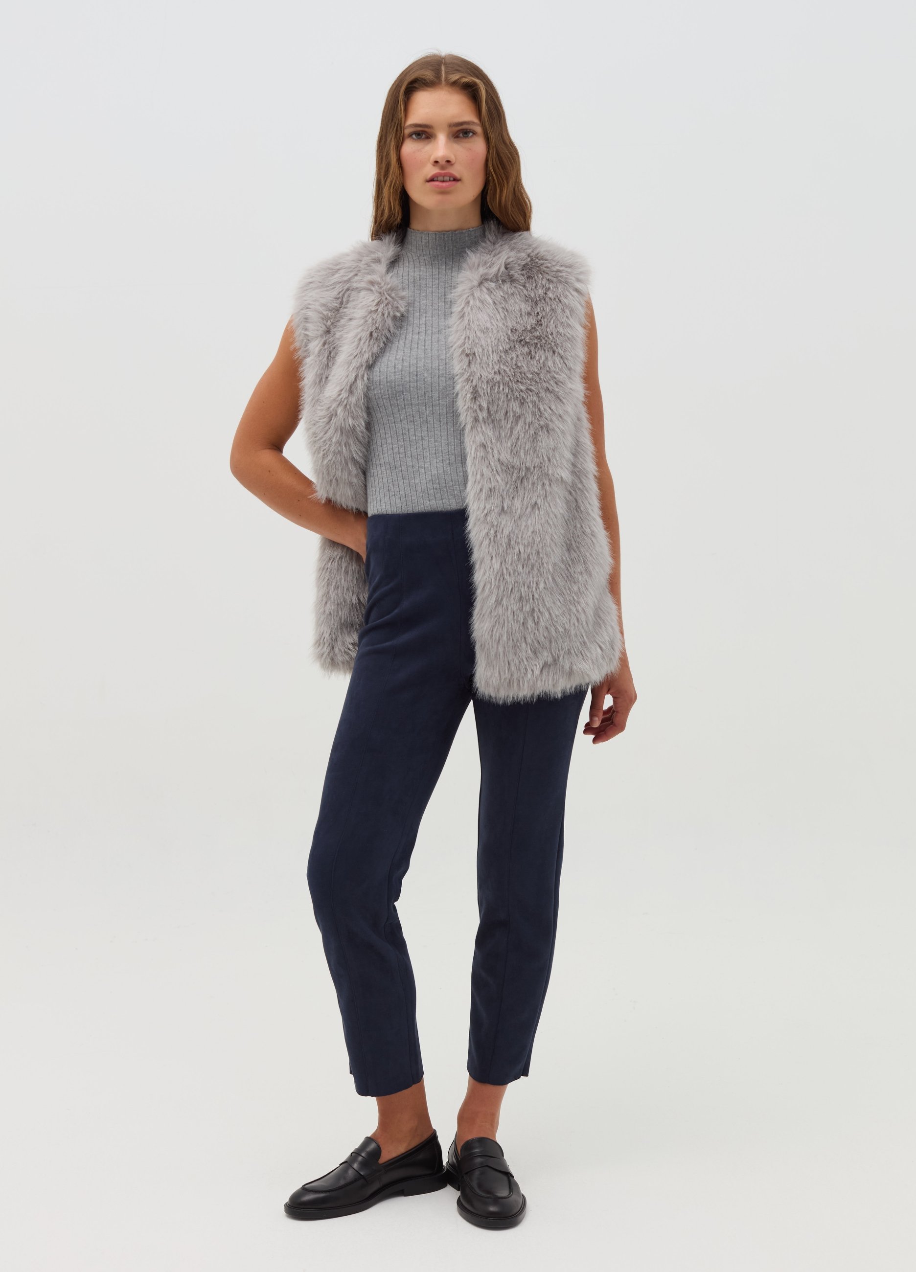 OVS, Chaleco De Pelo Sintético, Mujer, Gris claro, Talla: XS