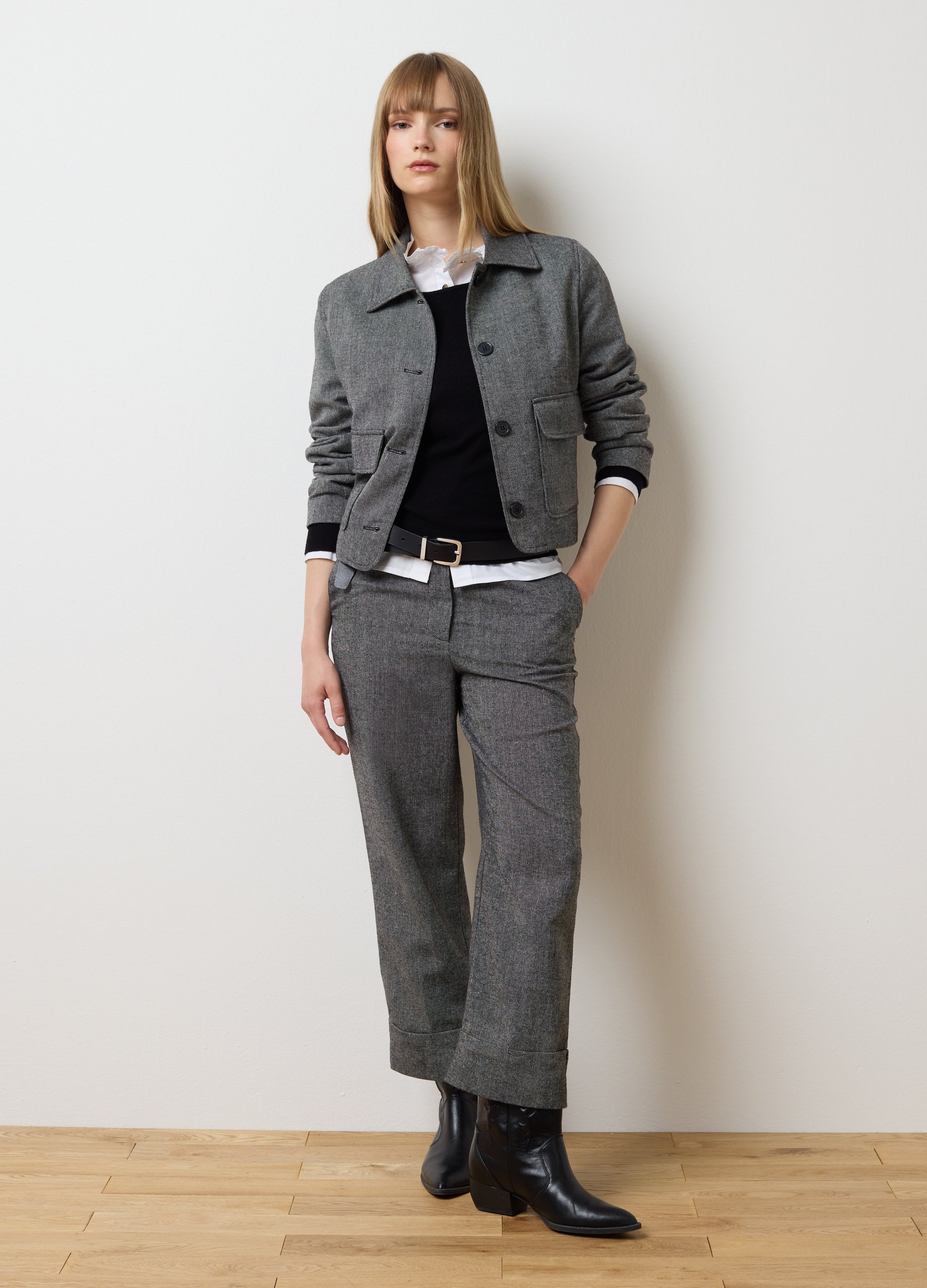 OVS, Pantalones Grises De Ajuste Regular, Mujer, Gris jaspeado, Talla: 44