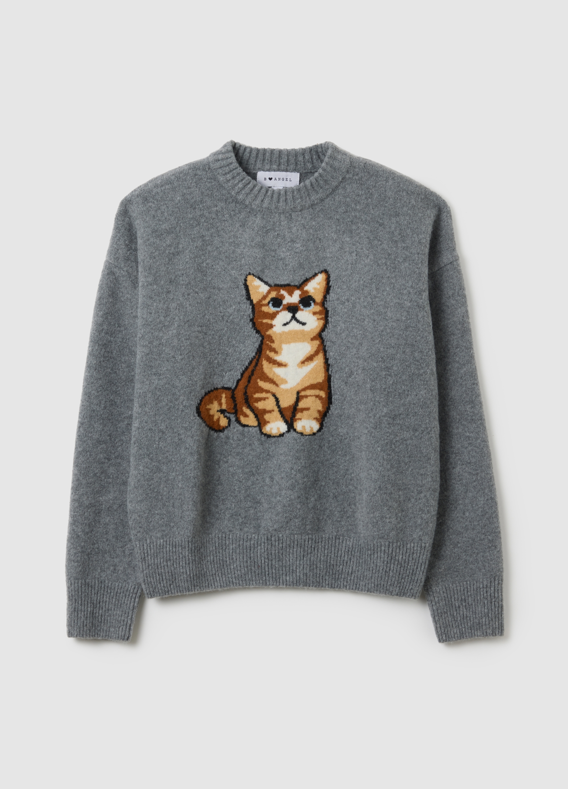 Maglione Grigio Regular Fit Con Stampa, Mujer, Gris oscuro, Talla: 34