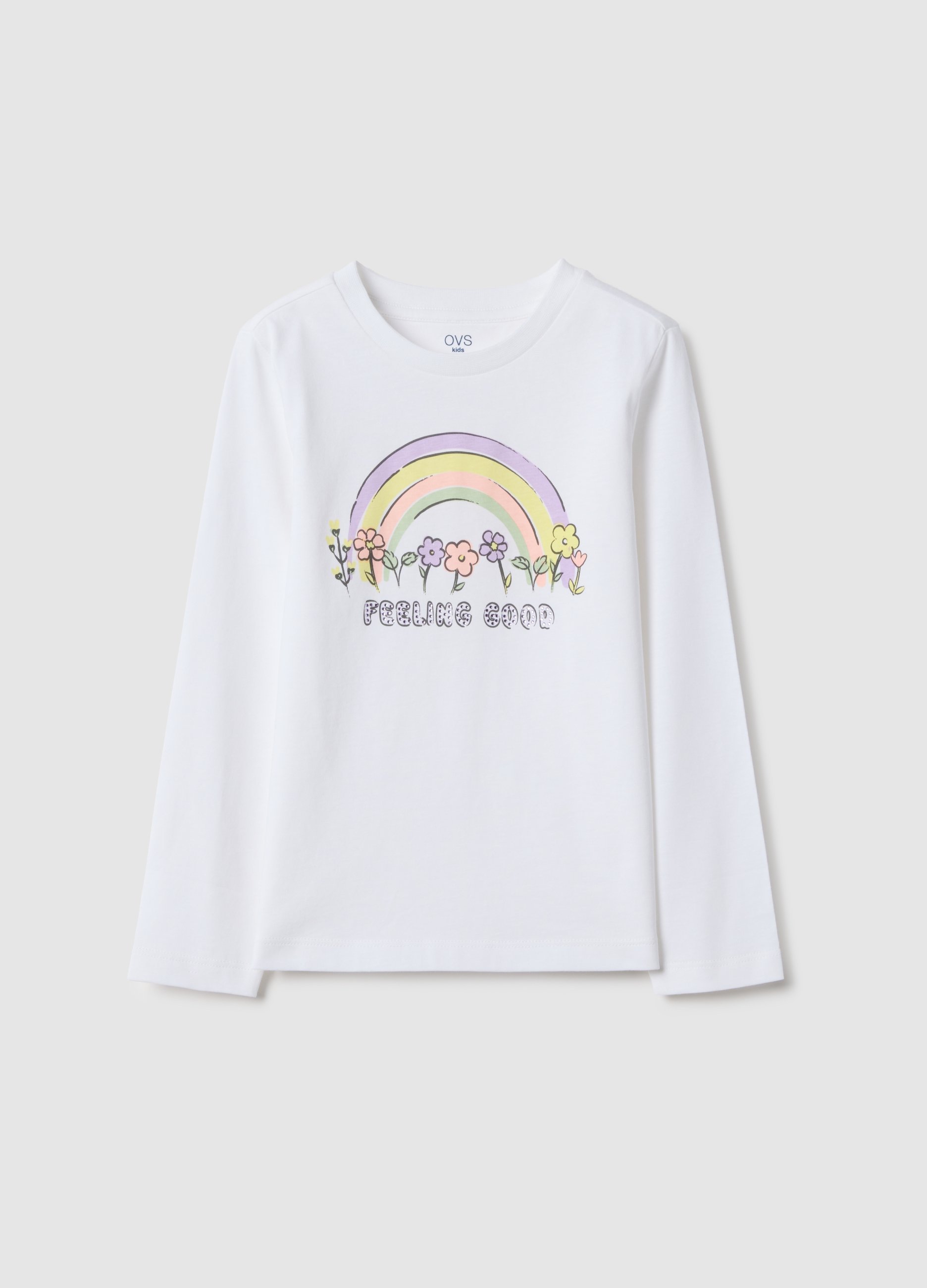 OVS KIDS, Maglia In Puro Cotone Rosa Da Bambina Regular Fit Con Stampa, Rosa, Taglia: 7-8