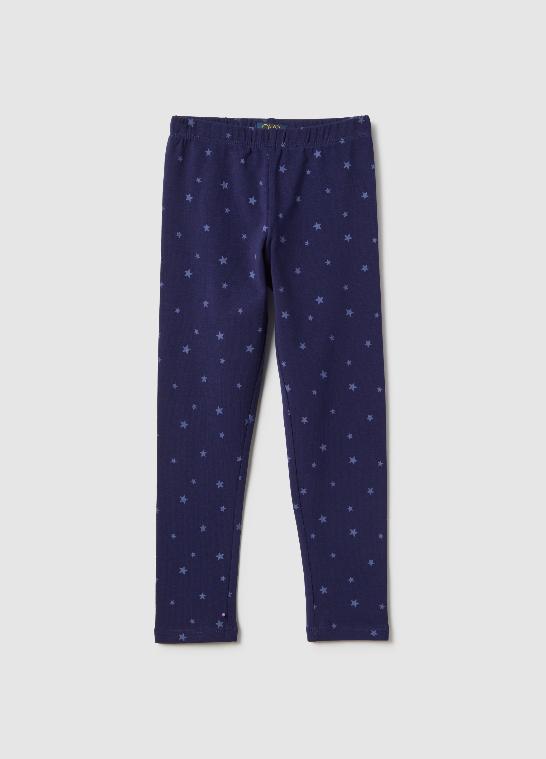 OVS KIDS, Leggings Ajustados Morados Para Niña De Algodón Elástico Con Estrellas, Niña, Morado oscuro, Talla: 4-5