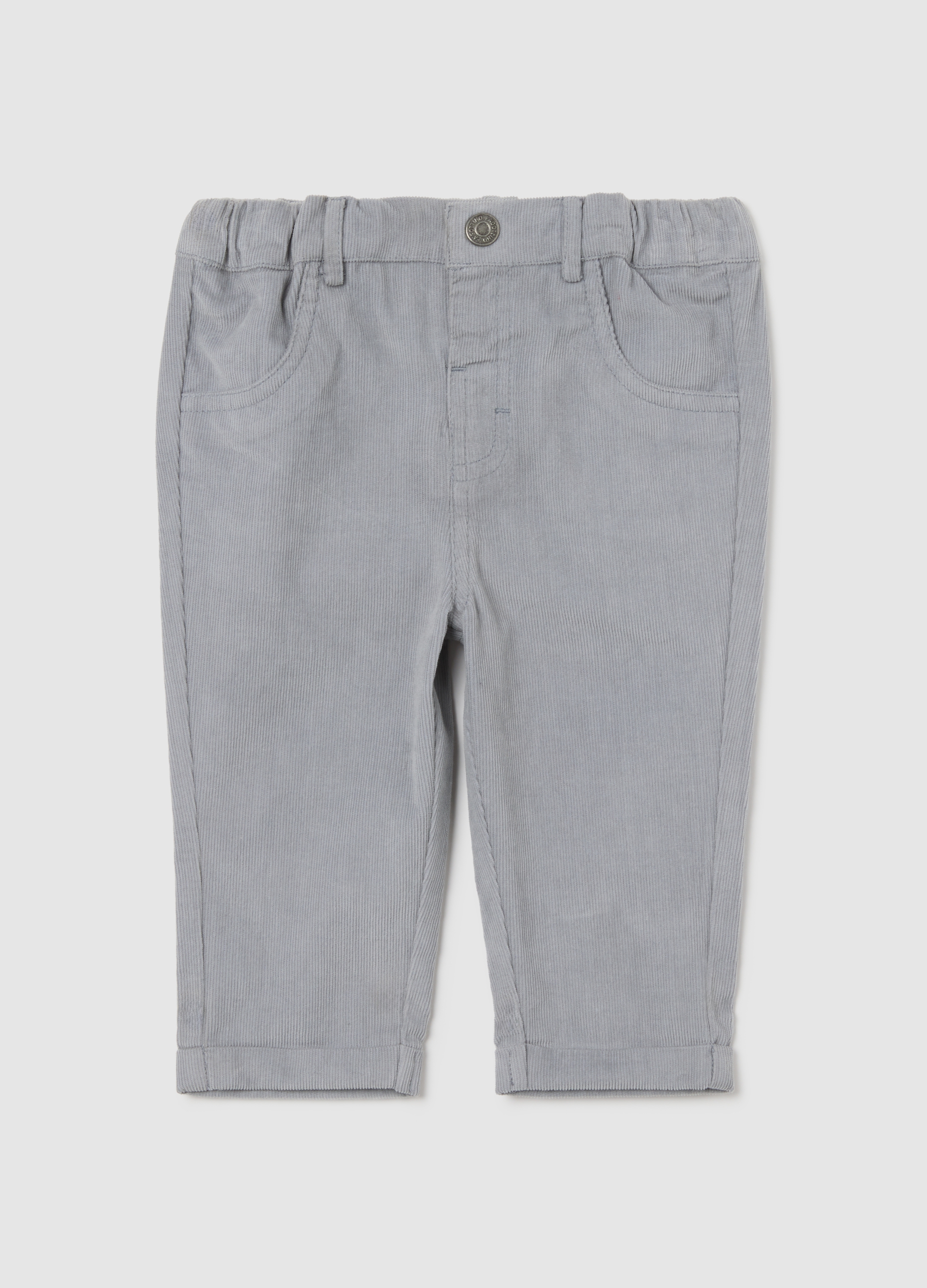 FAGOTTINO, Pantalones Grises Para Bebé En Algodón Puro De Pana Con Corte Regular Fit, Bebé Niño, Gris claro, Talla: 3-6