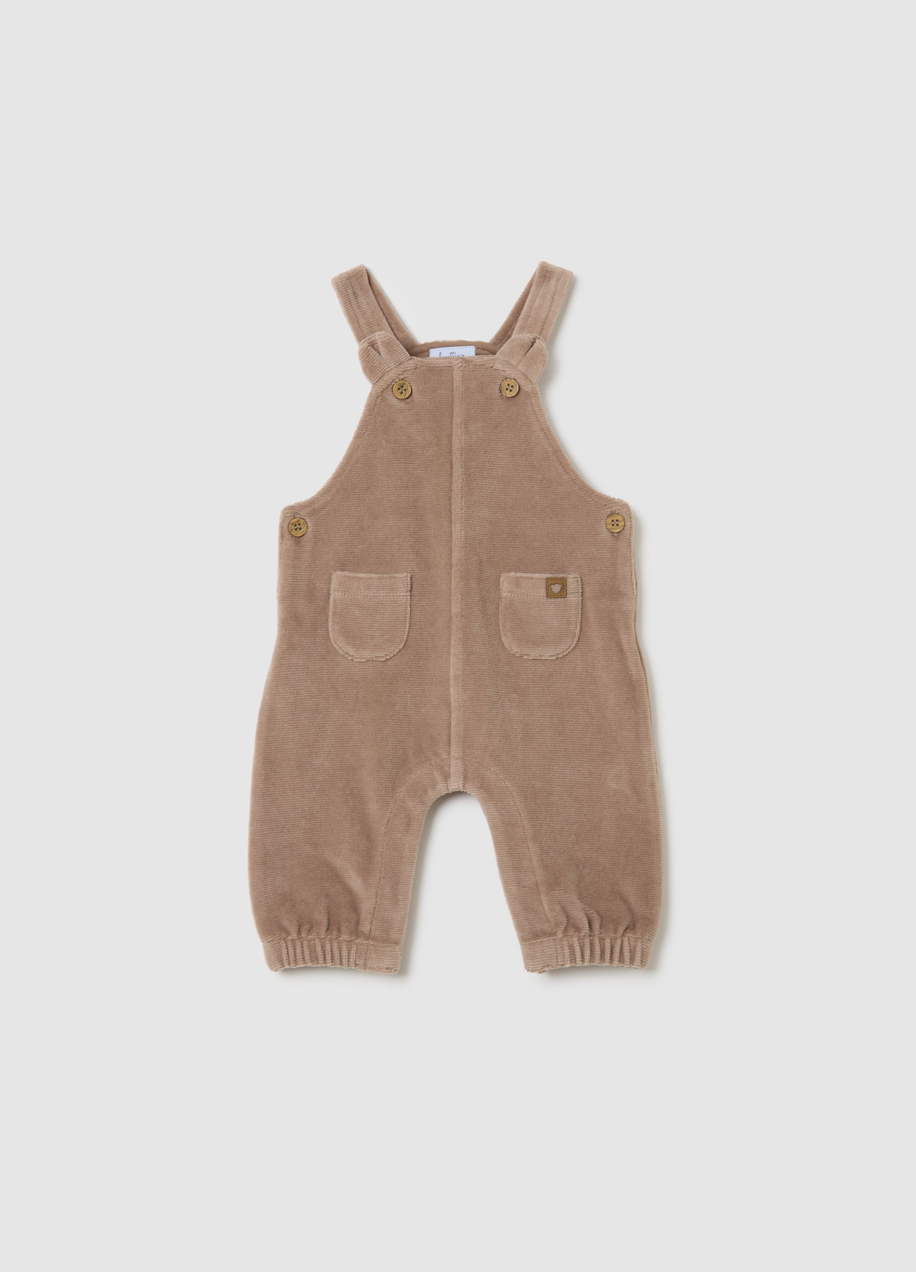 FAGOTTINO, Salopette Da Neonato In Misto Cotone Elasticizzato Beige, Marrone, Taglia: 1-3