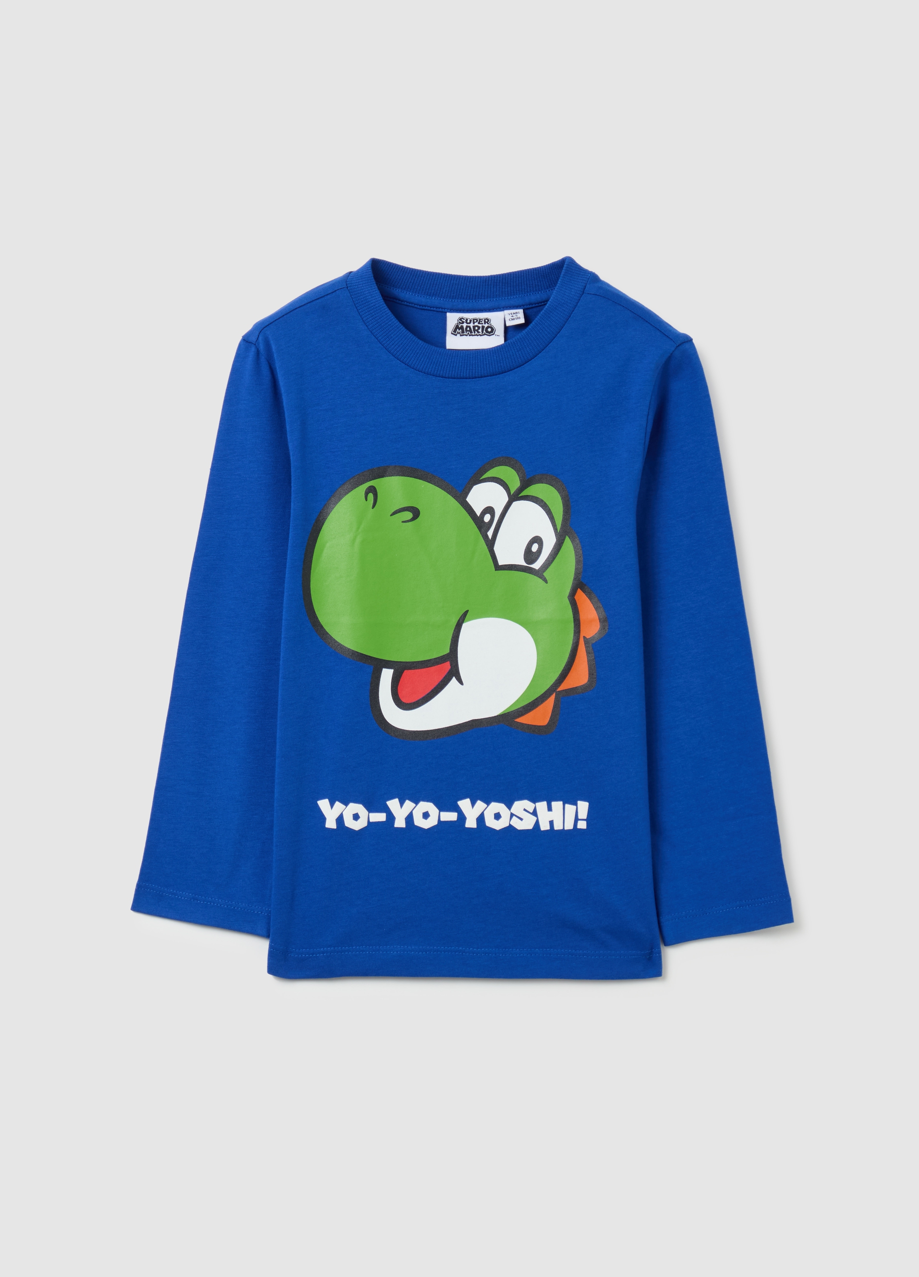 Camiseta Manga Larga Estampado Yoshi Super Mario™, Niño, Azul real, Talla: 6-7