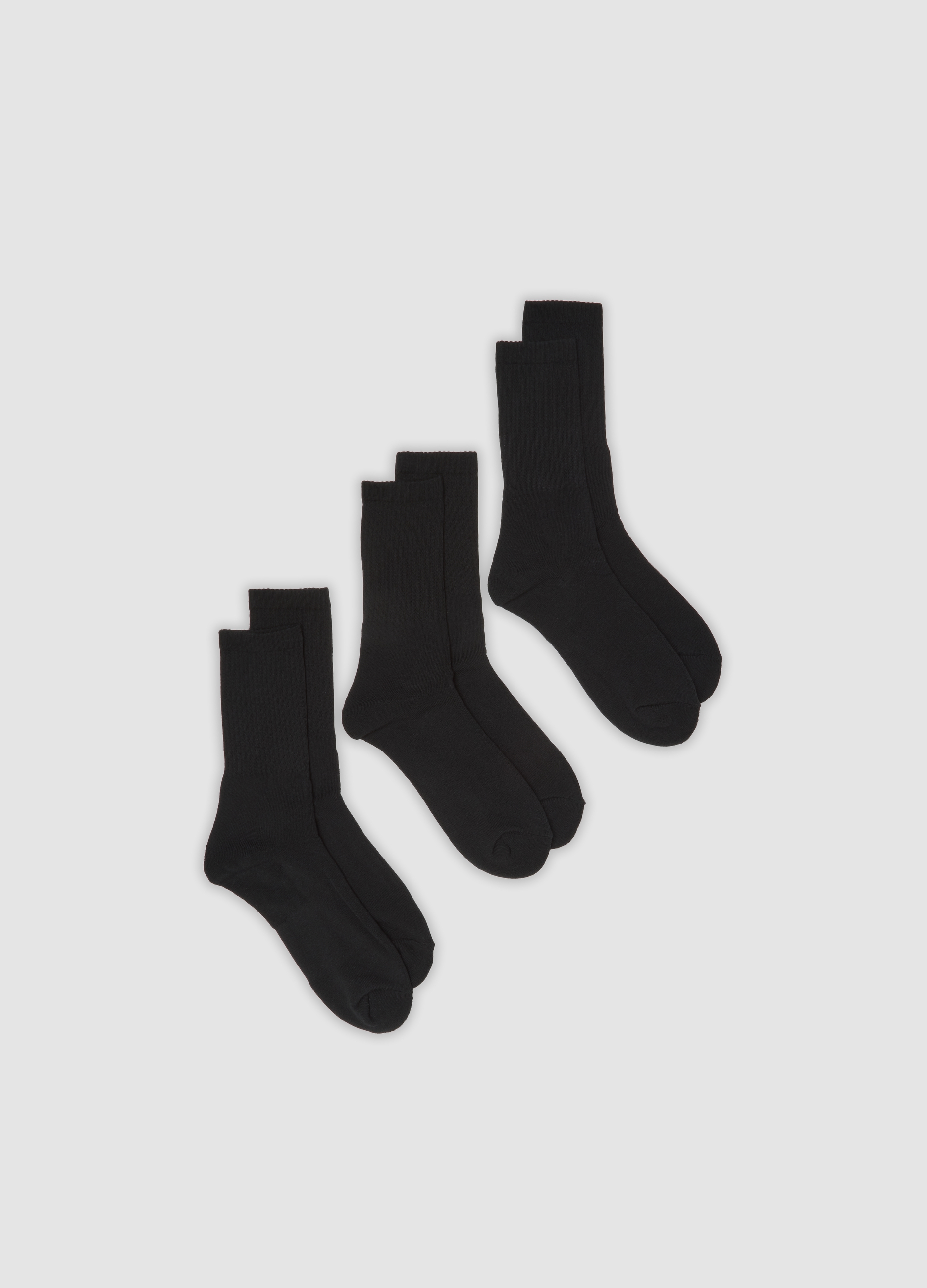 OVS, Tripack Di Calze Sportive Nere In Cotone Elasticizzato, Uomo, Nero, Taglia: 38-42