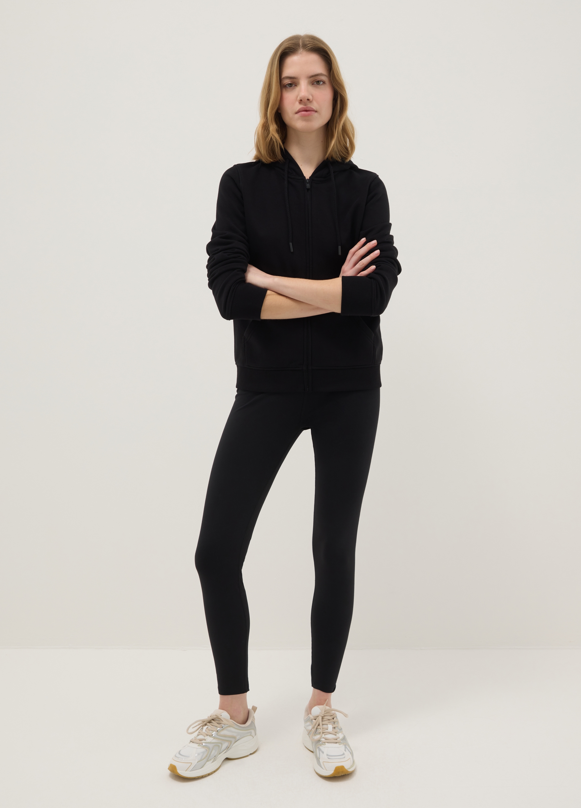 OVS, Leggings In Cotone Elasticizzato Nero Slim Fit, Donna, Nero, Taglia: S