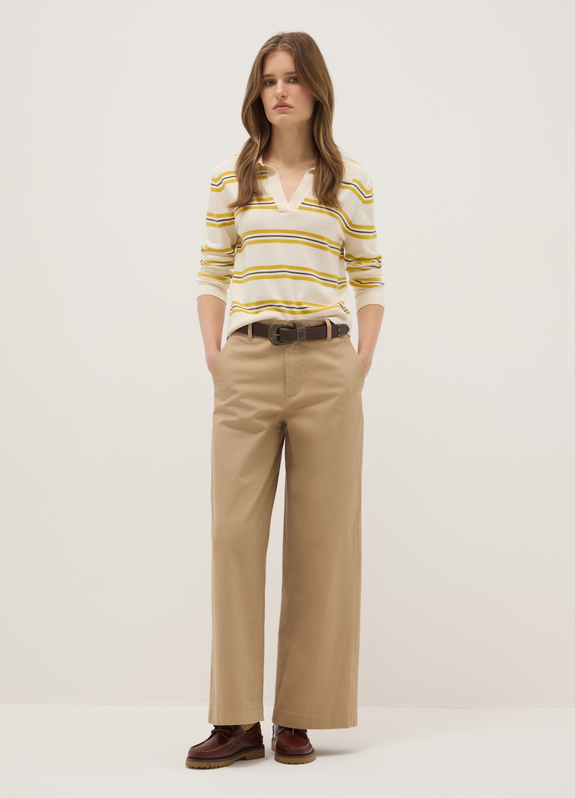 OVS, Maglione A Righe Multicolor Regular Fit Con Collo Polo, Donna, Multicolor, Taglia: S