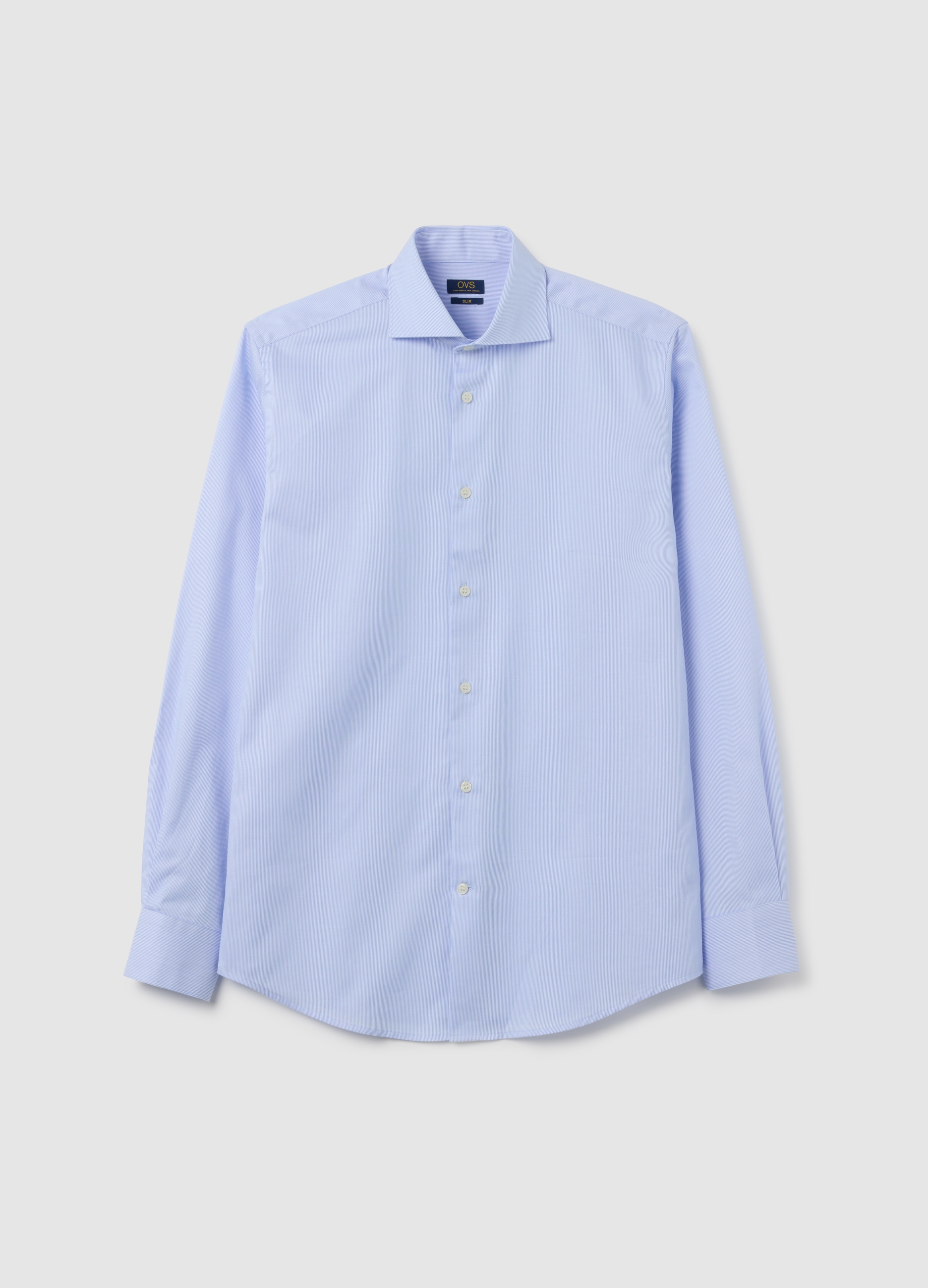 Camisa De Hombre Azul En Algodón Puro, Ajuste Slim Fit Fácil De Planchar, Hombre, Azul claro, Talla: 41