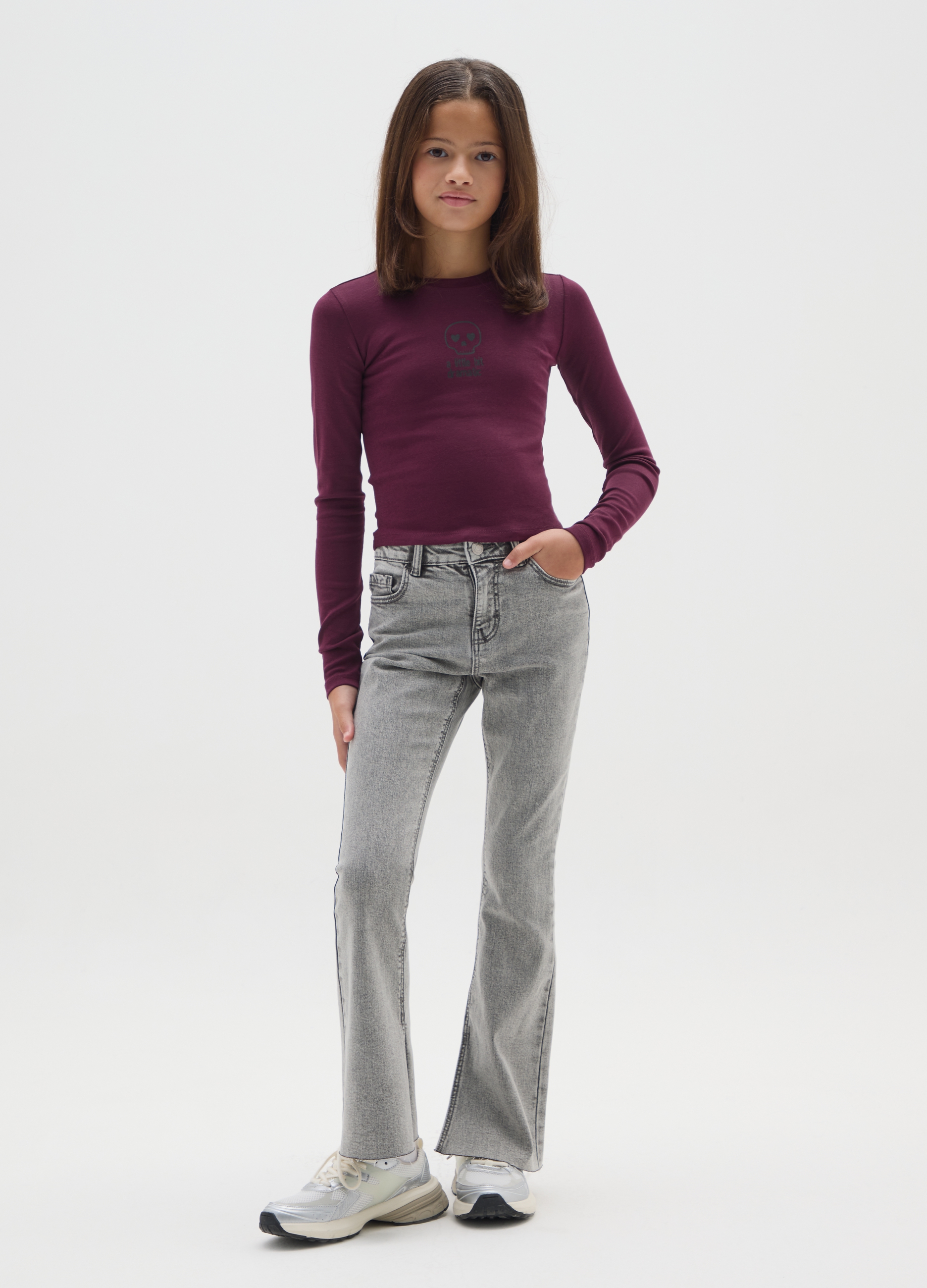 OVS KIDS, Jeans Grigi Flare Elasticizzati, Bambina, Grigio, Taglia: 11-12