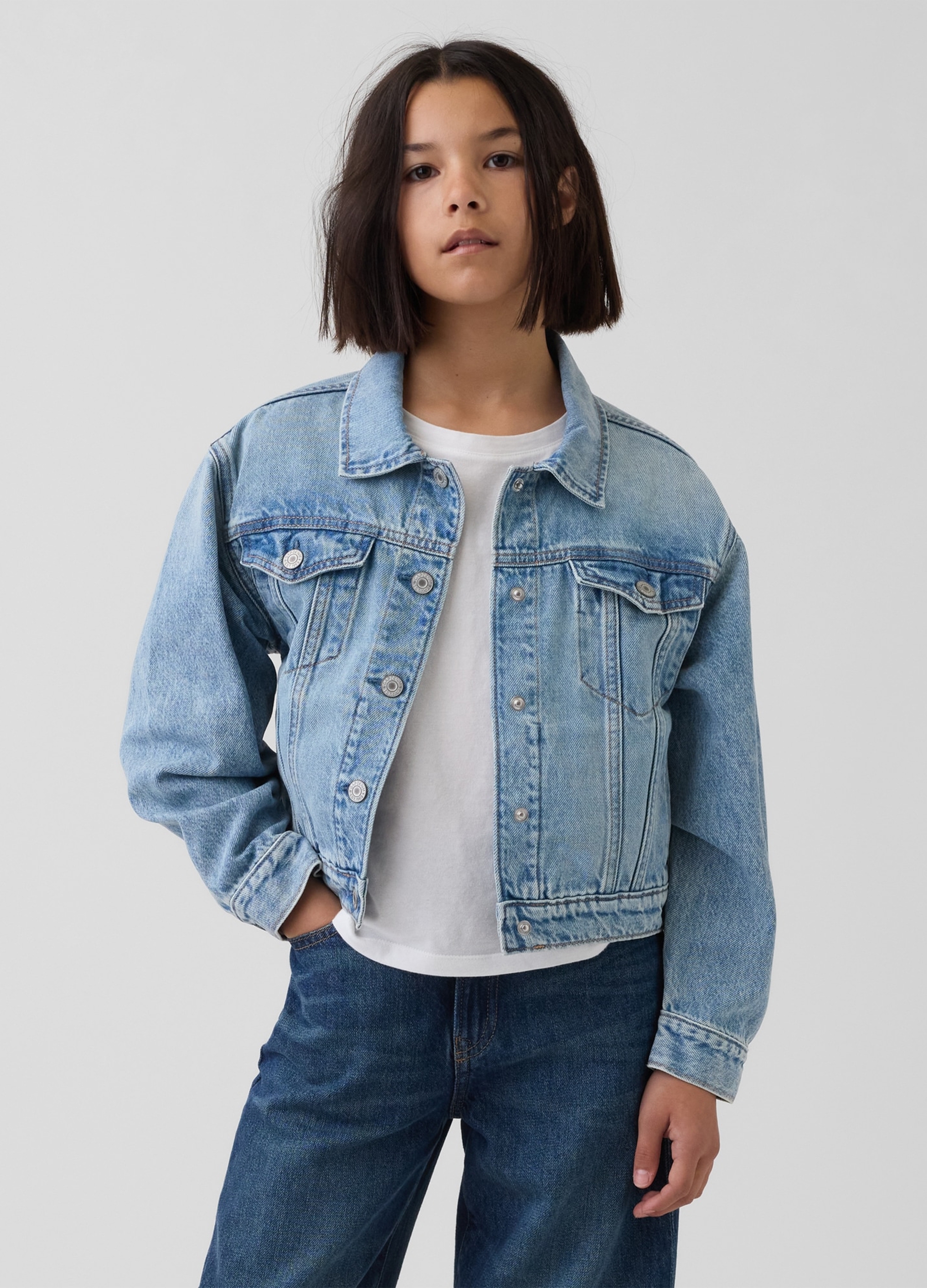 GAP KIDS, Giacca Denim In Puro Cotone, Bambina, Denim, Taglia: L