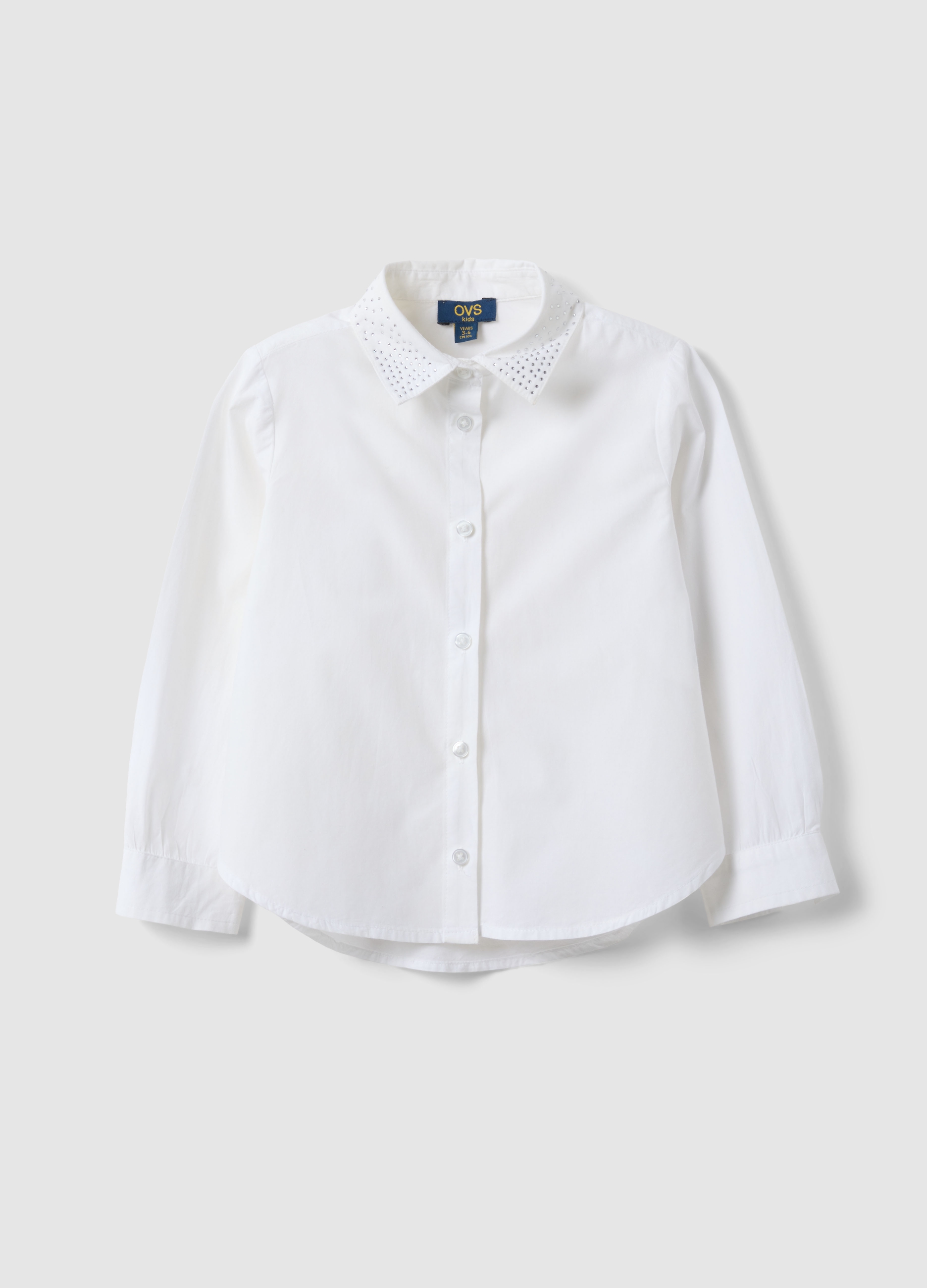 OVS KIDS, Camisa Blanca De Niña De Manga Larga En Puro Algodón, Niña, Blanco, Talla: 8-9