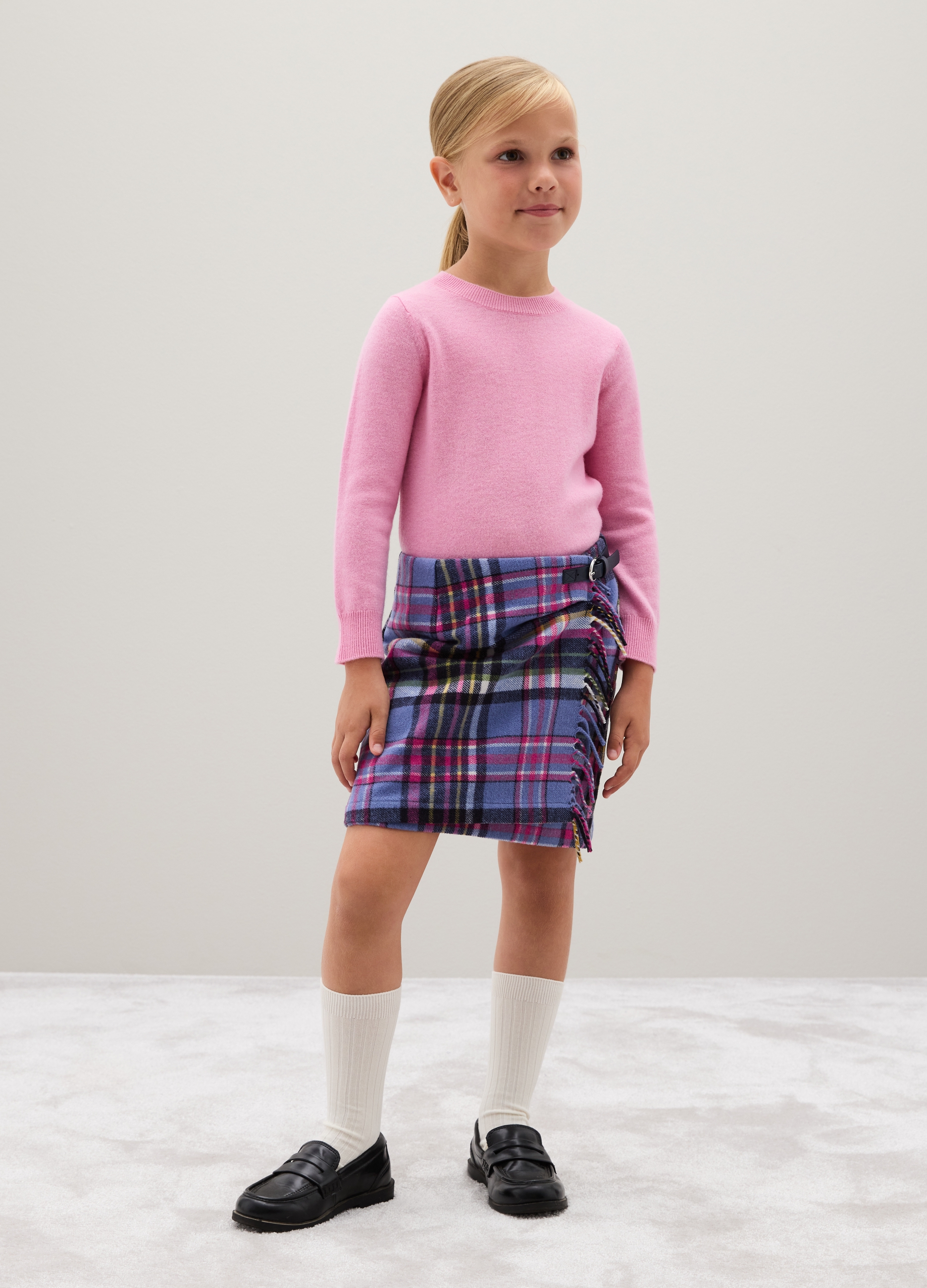 OVS, Falda De Niña En Mezcla De Lana Multicolor Con Flecos, Niña, Azul/rosa, Talla: 10