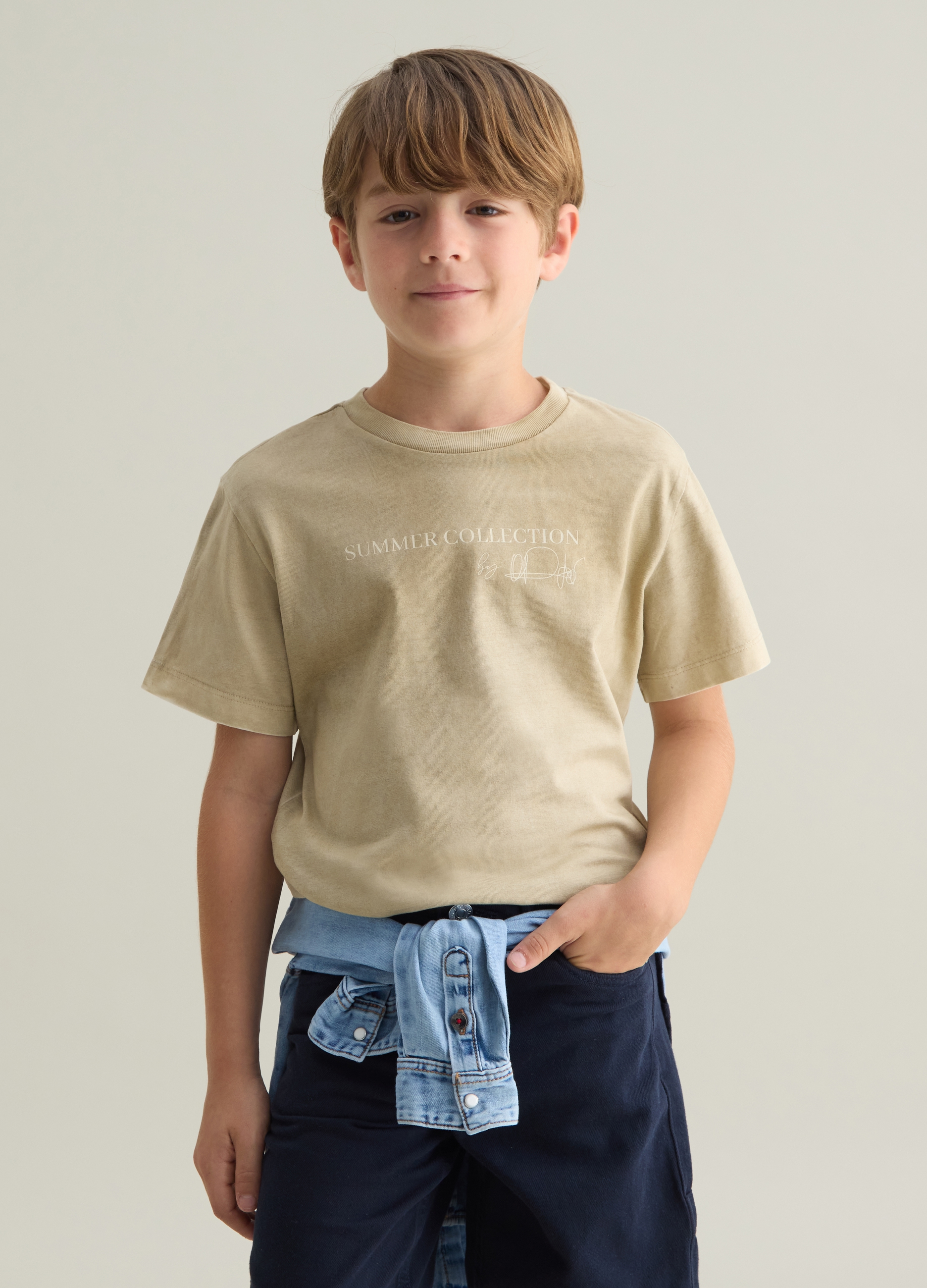 OVS, T-shirt Da Bambino In Puro Cotone Beige Regular Fit, Beige, Taglia: 4