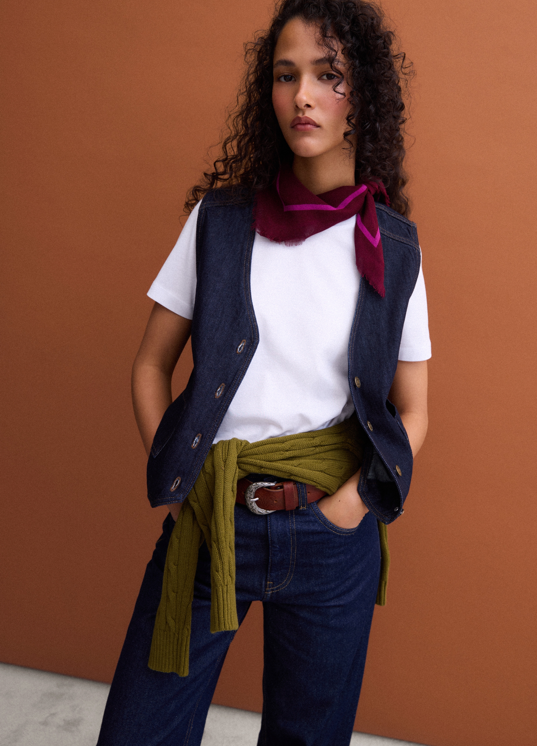 PIOMBO, Gilet Blu In Puro Cotone Denim Con Bottoni Regular Fit, Donna, Blu, Taglia: M
