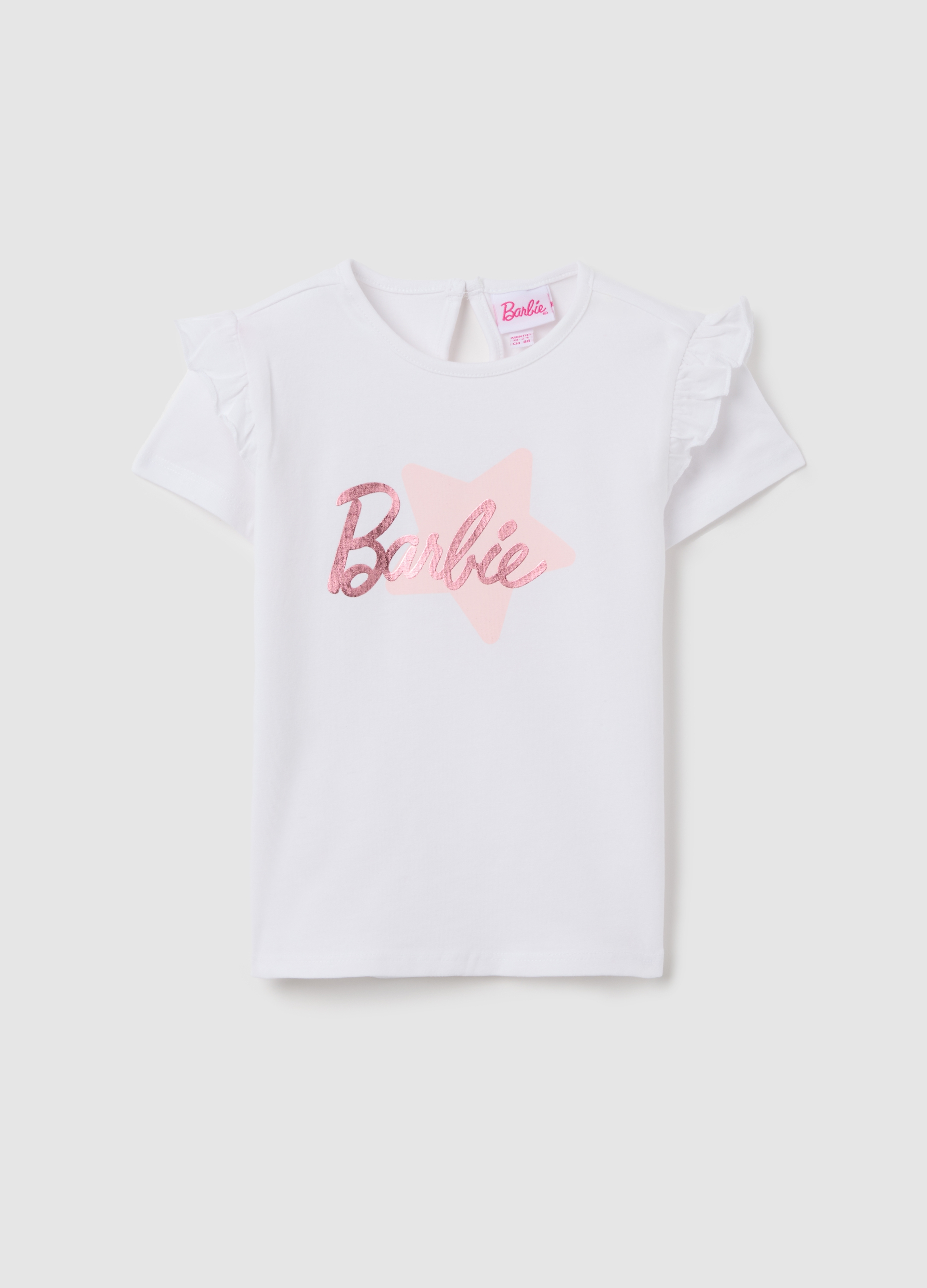 Camiseta De Niña De Algodón Blanco Regular Fit Con Logo De Barbie, Niña, Blanco óptico, Talla: 30-36