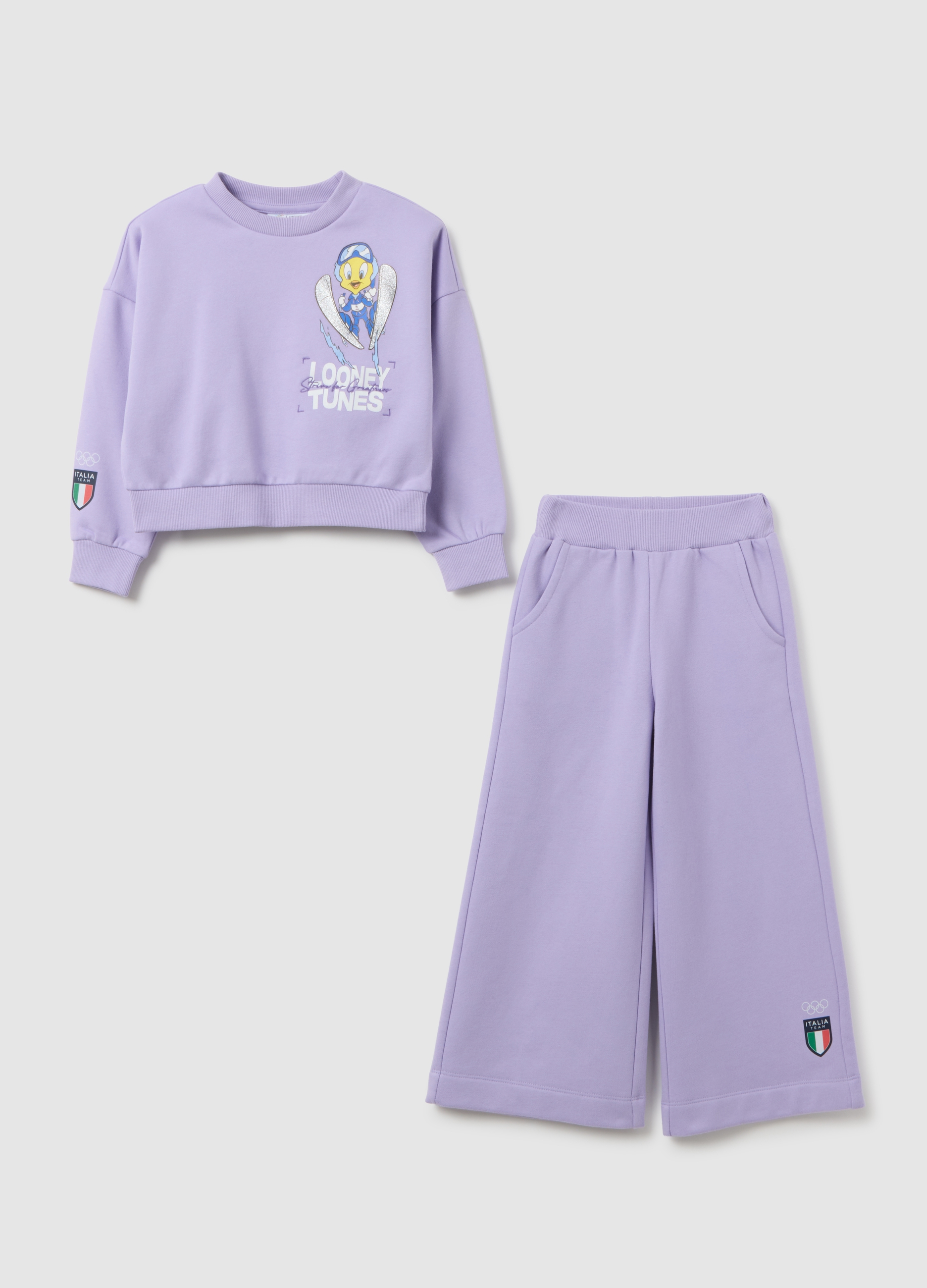 OVS KIDS, Traje Violeta Para Niña En Mezcla De Algodón, Ajuste Regular Con Estampado, Niña, Lavanda, Talla: 7-8