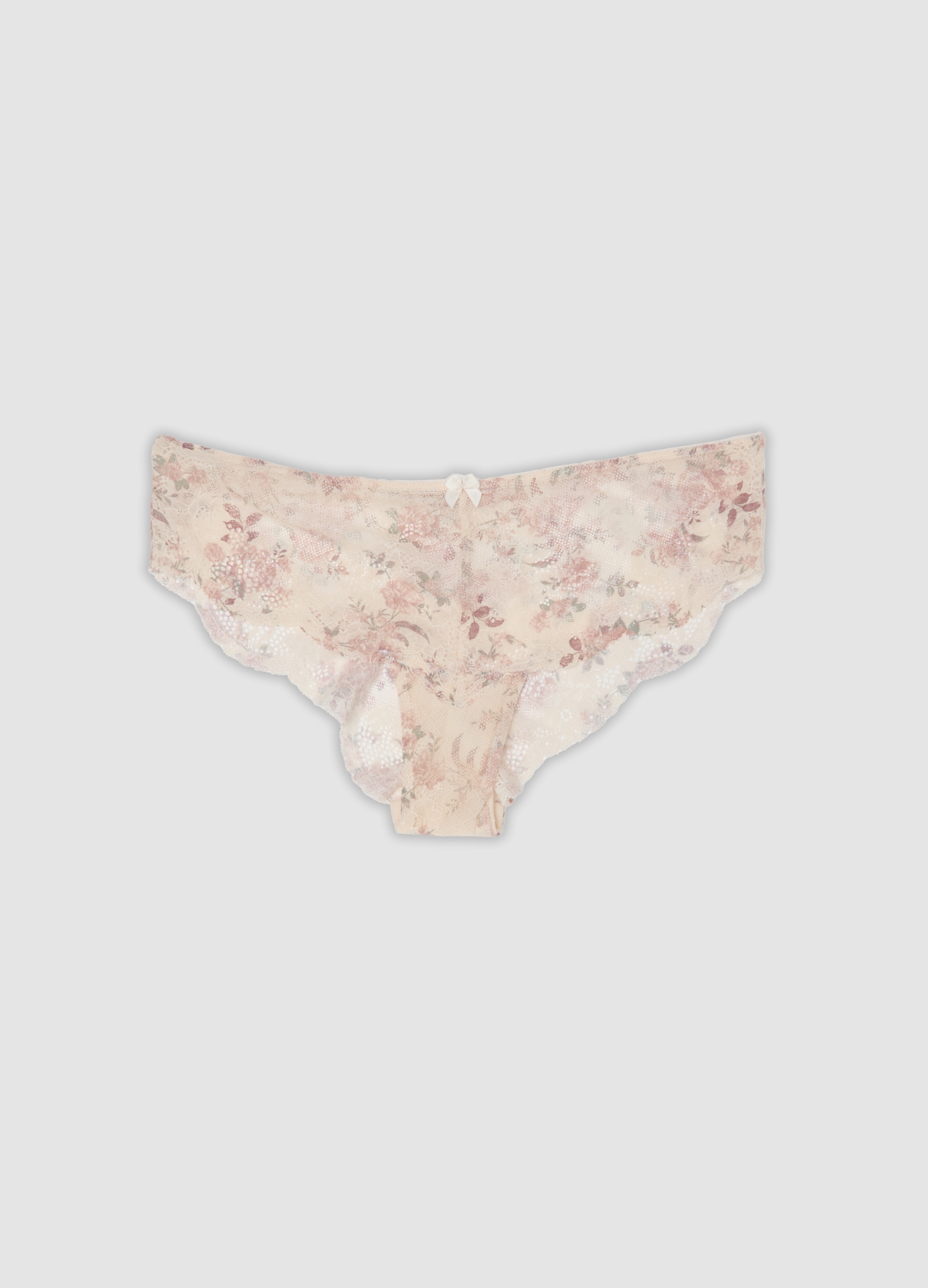 LES COPAINS, Slip Beige In Cotone Organico In Pizzo Con Fantasia Floreale, Donna, Beige, Taglia: 3