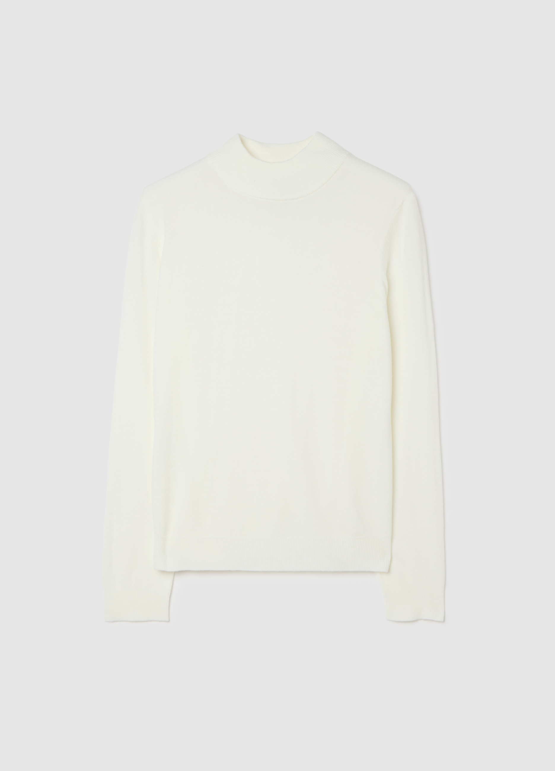 Maglione Bianco Con Collo Alto In Acrilico, Mujer, Blanco, Talla: XXL