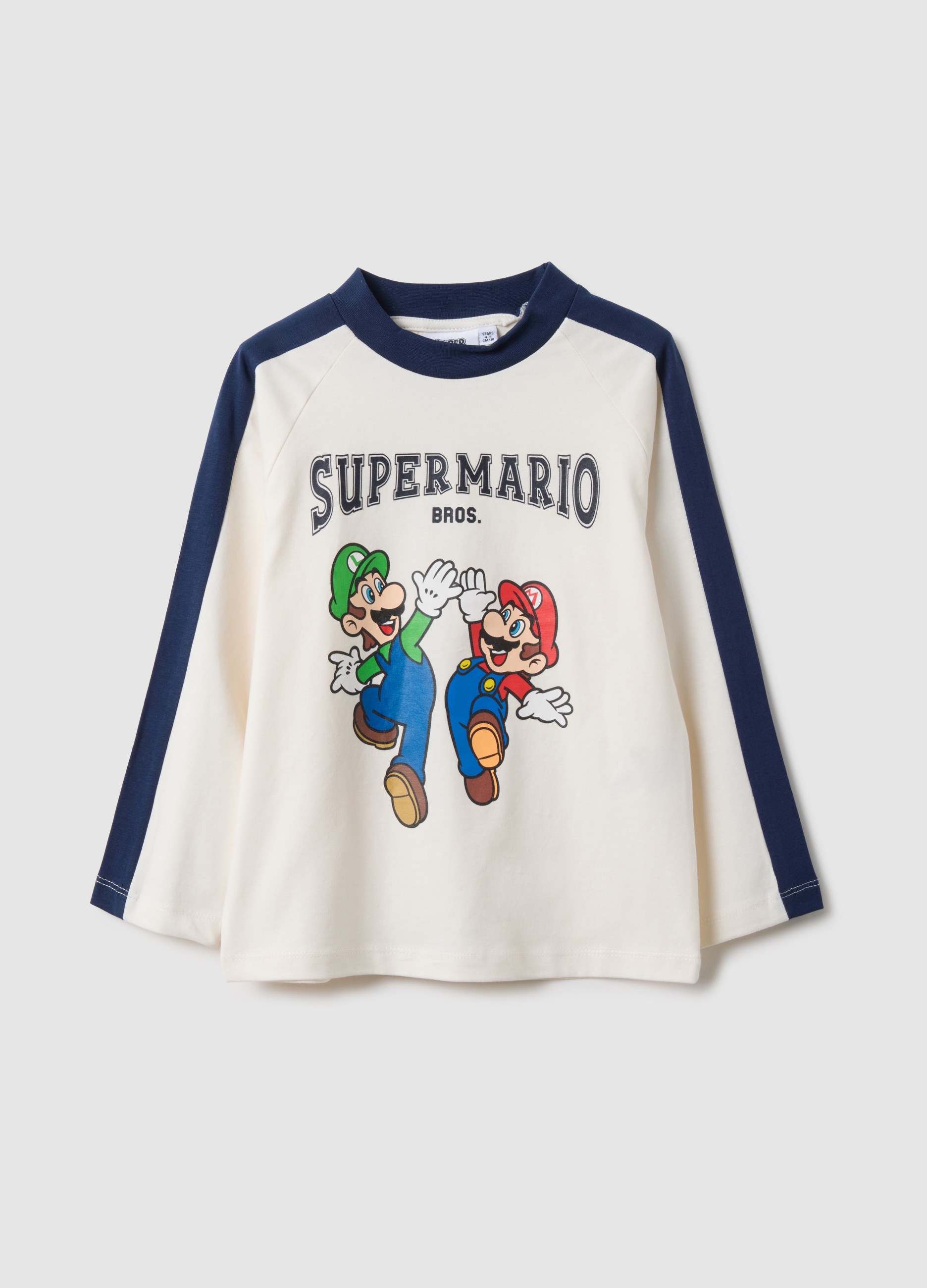 NINTENDO, Camiseta De Manga Larga Multicolor De Algodón Puro Para Niño Con Estampado, Niño, Blanco/azul, Talla: 8-9