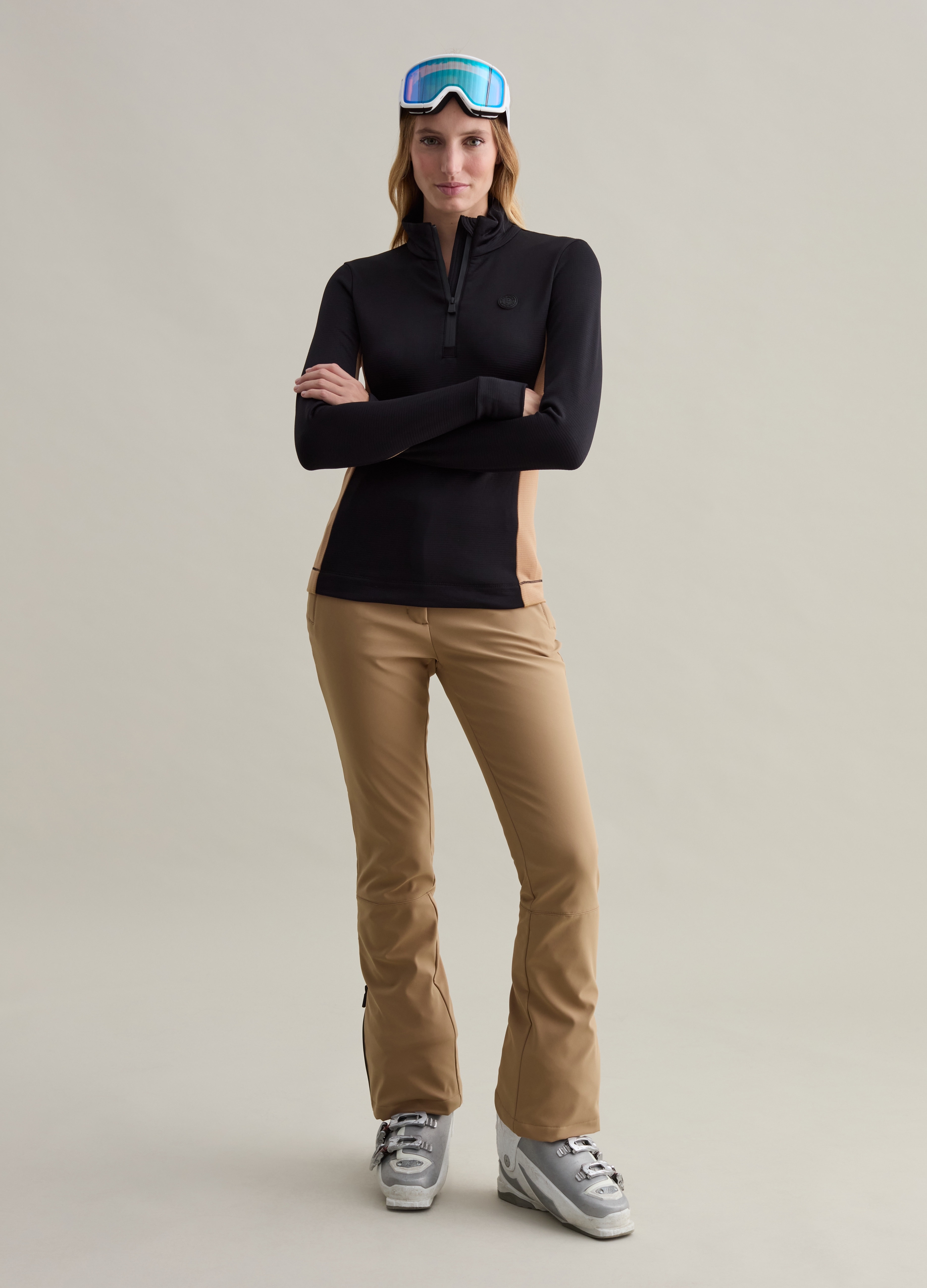 PIOMBO, Pile Half-zip Con Trama Waffle, Donna, Nero, Taglia: XS