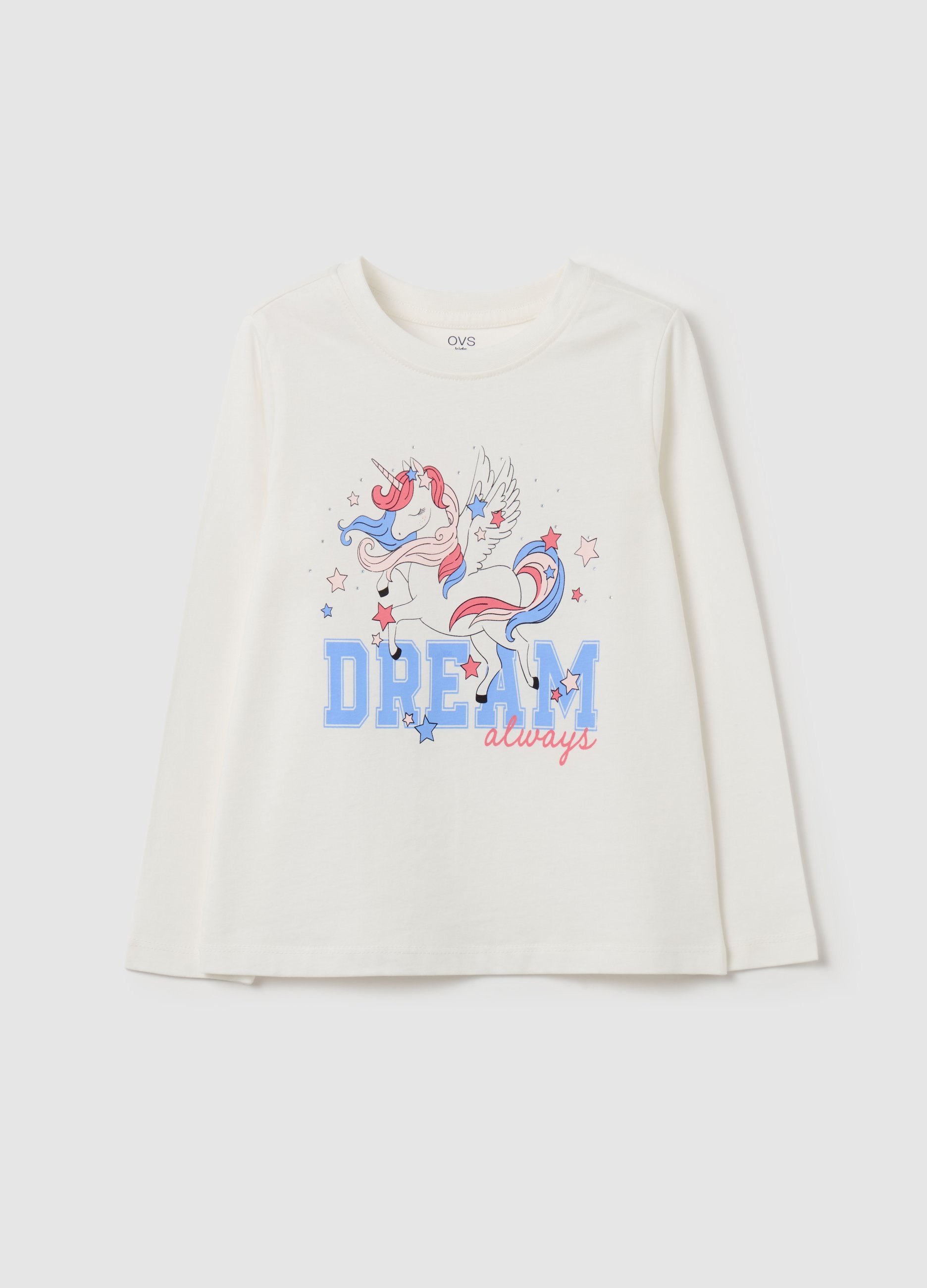 Camiseta Manga Larga De Algodón Con Estampado, Niña, Blanco, Talla: 9-10