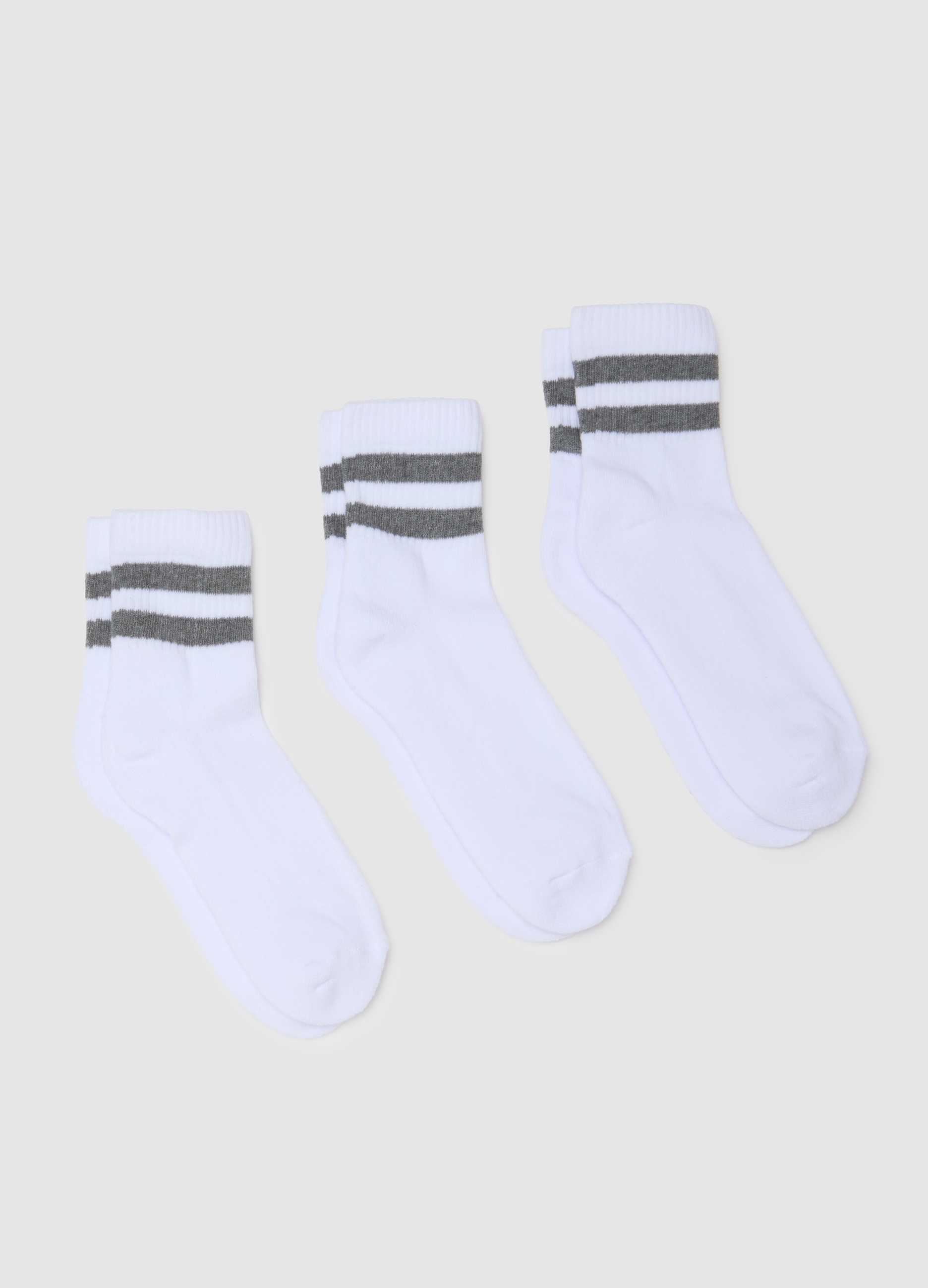 Set De Tripack De Calcetines De Mezcla De Algodón Multicolor, Hombre, Blanco/gris, Talla: 43/46