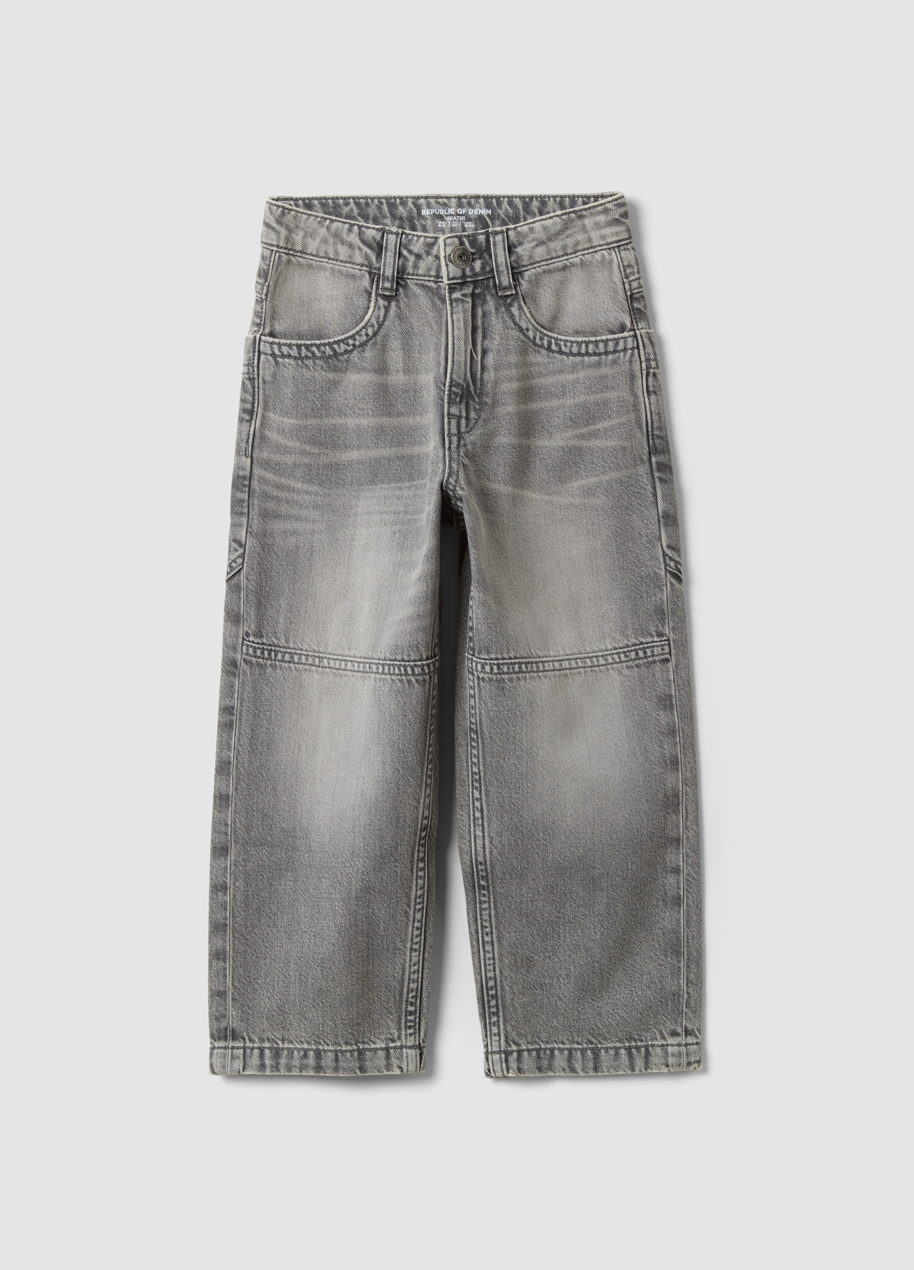 REPUBLIC OF DENIM, Jeans Denim Grigi Skater In Misto Cotone E Lyocell Per Bambino, Grigio, Taglia: 4-5