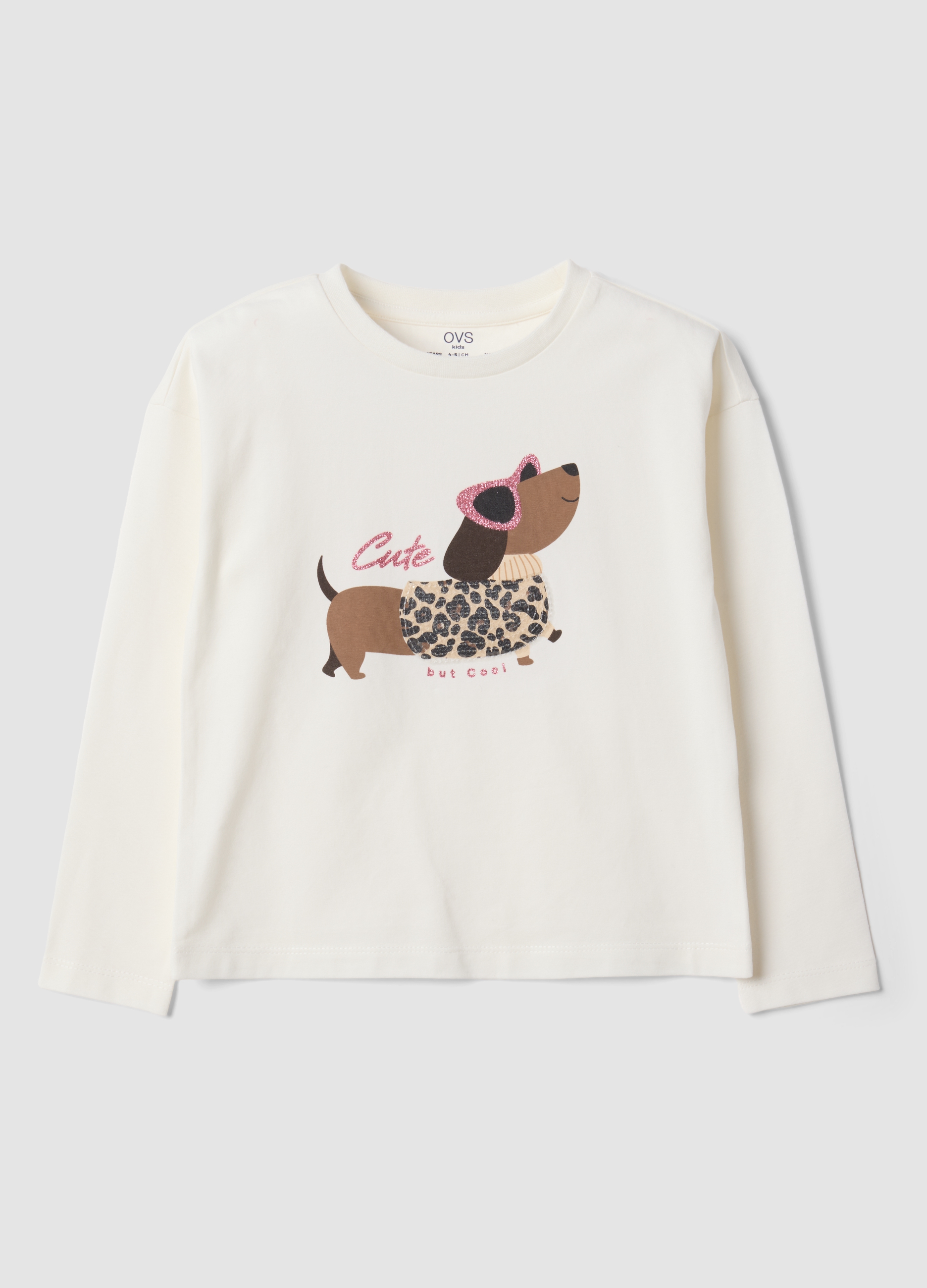 OVS KIDS, T-shirt Bianca In Cotone Elasticizzato Con Girocollo, Bambina, Bianco, Taglia: 7-8