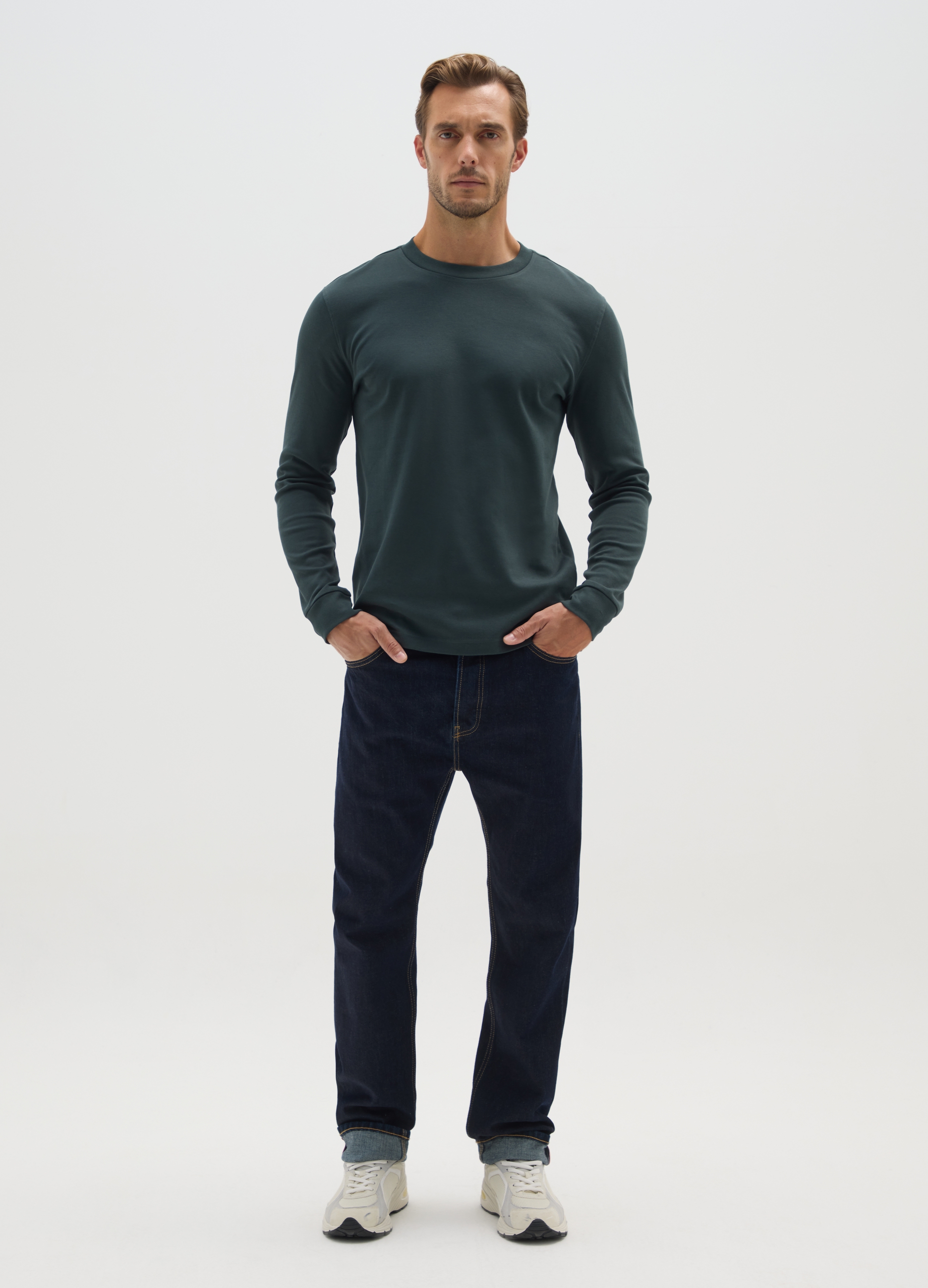 Camiseta Verde De Algodón Puro Regular Fit, Hombre, Verde claro, Talla: L