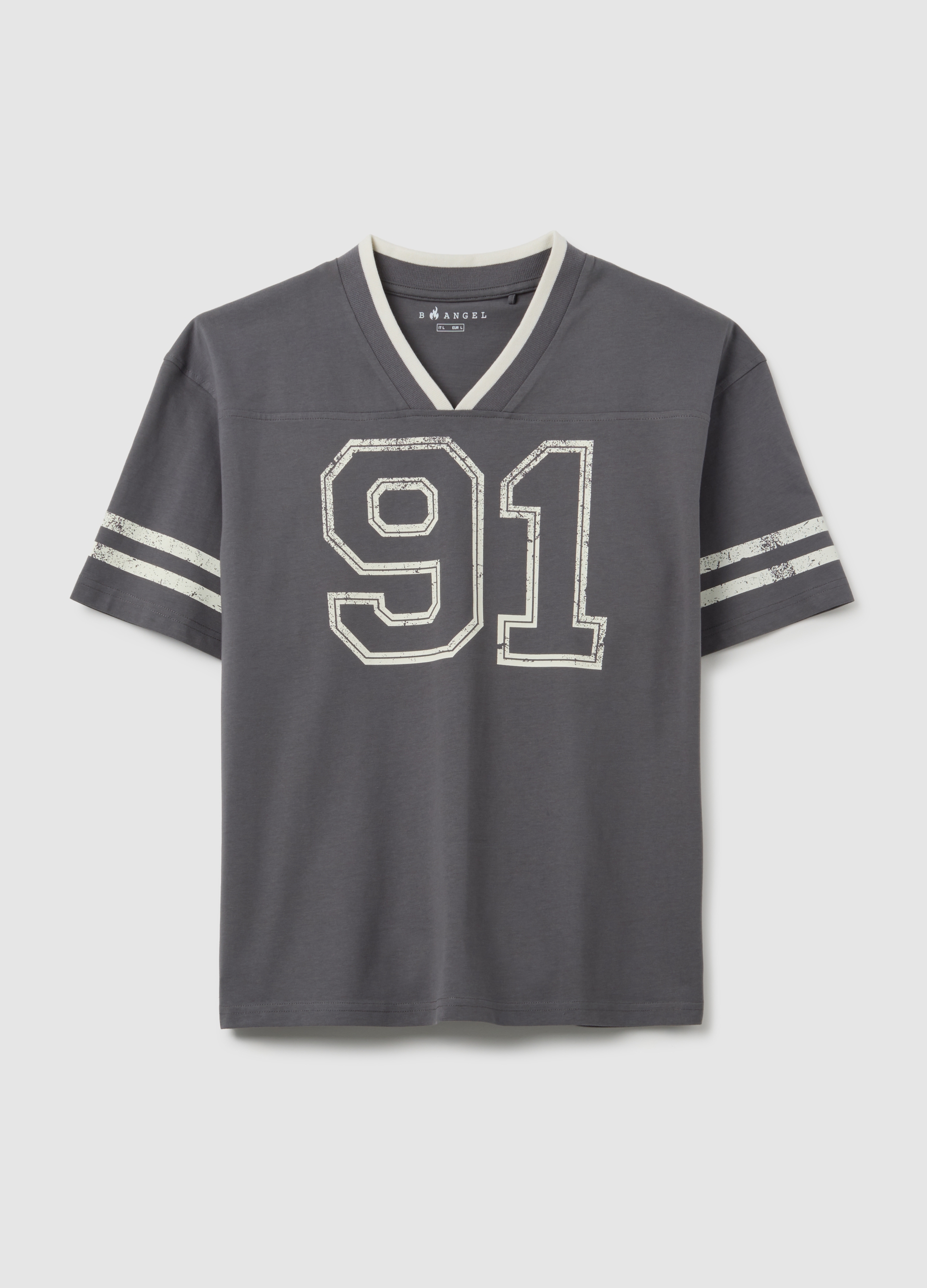 Camiseta Gris De Algodón Puro, Ajuste Regular, Hombre, Gris oscuro, Talla: L