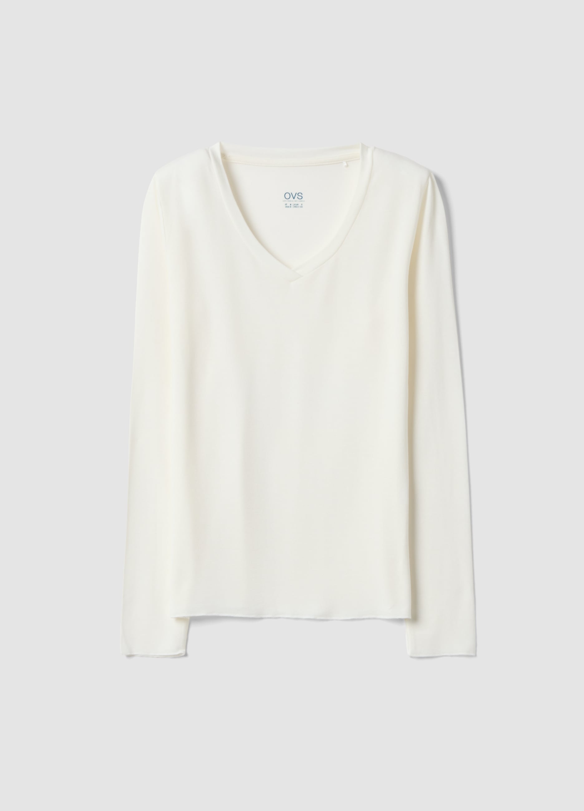 OVS, T-shirt Bianca In Modal Elasticizzato Con Girocollo Regular Fit, Donna, Bianco, Taglia: L