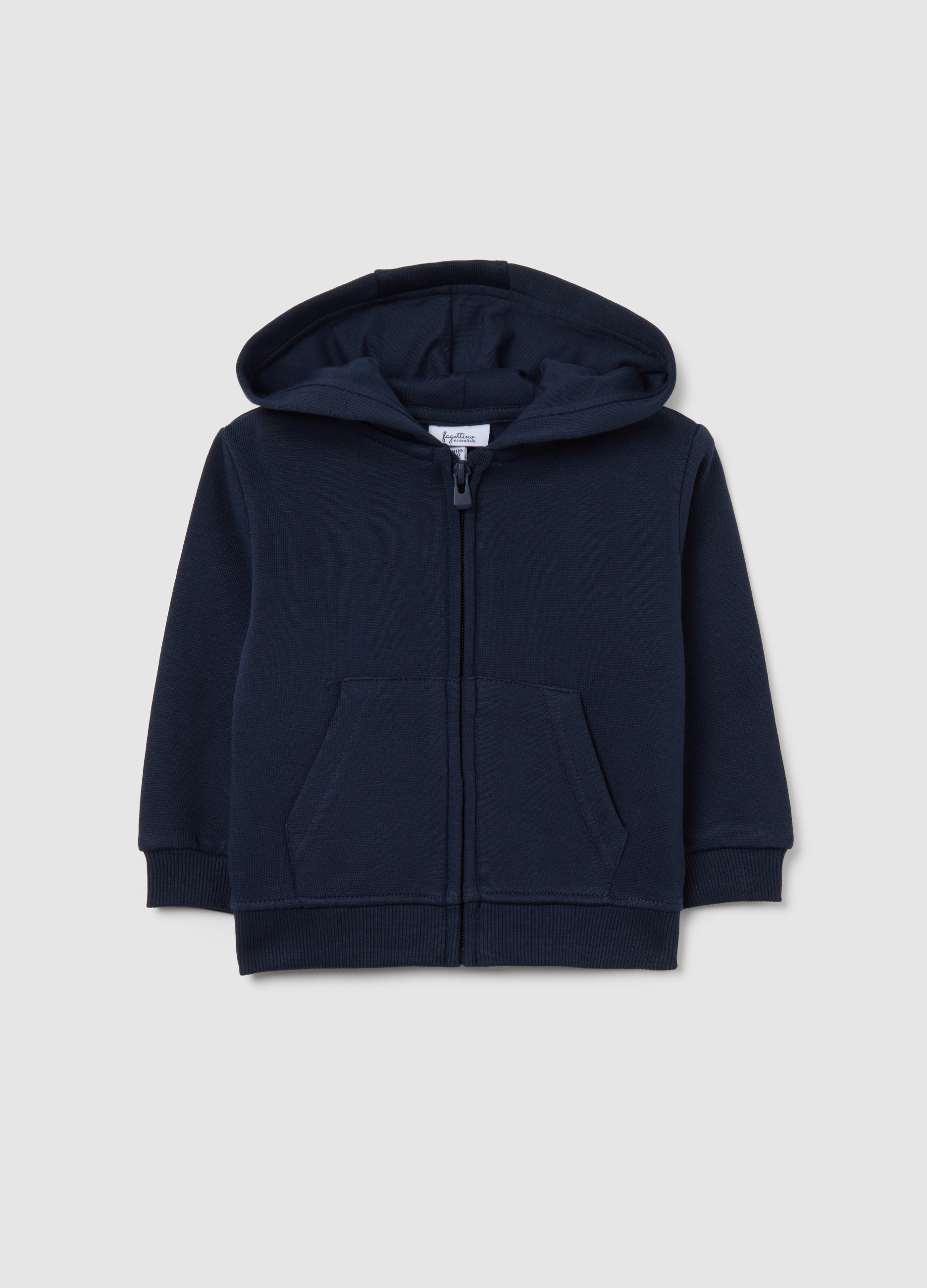 FAGOTTINO, Felpa Blu Da Bimbo In Puro Cotone Regular Fit Con Cappuccio E Zip, Bambino, Blu, Taglia: 9-12