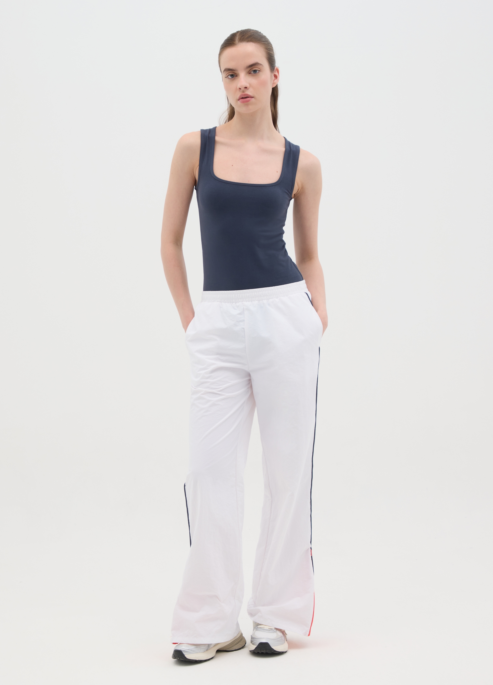 OVS, Body Da Donna In Cotone Elasticizzato Blu Regular Fit Con Scollo Quadrato, Blu, Taglia: XS