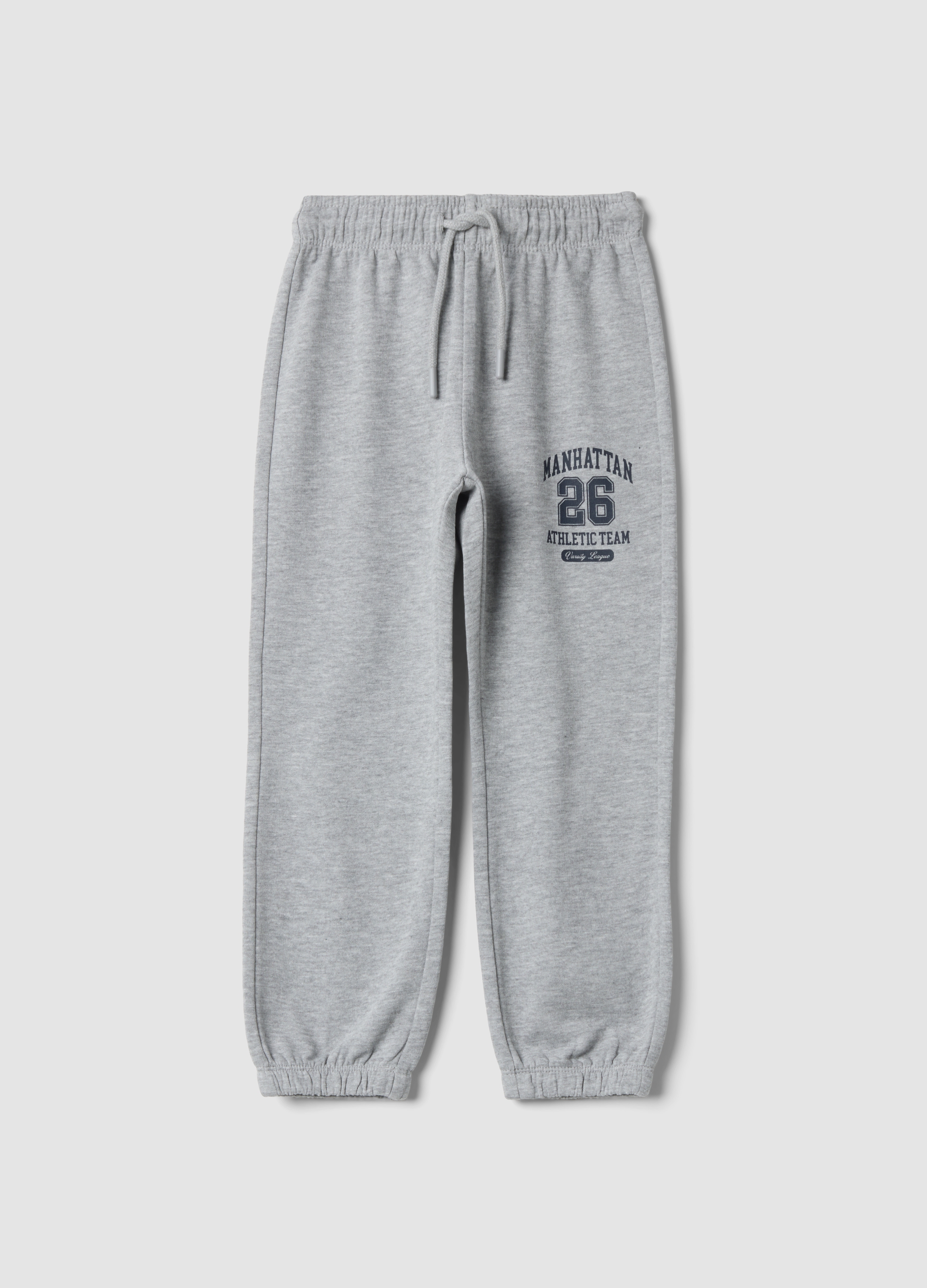 OVS KIDS, Pantaloni Jogger Grigi In Puro Cotone Con Stampa, Bambino, Grigio, Taglia: 3-4