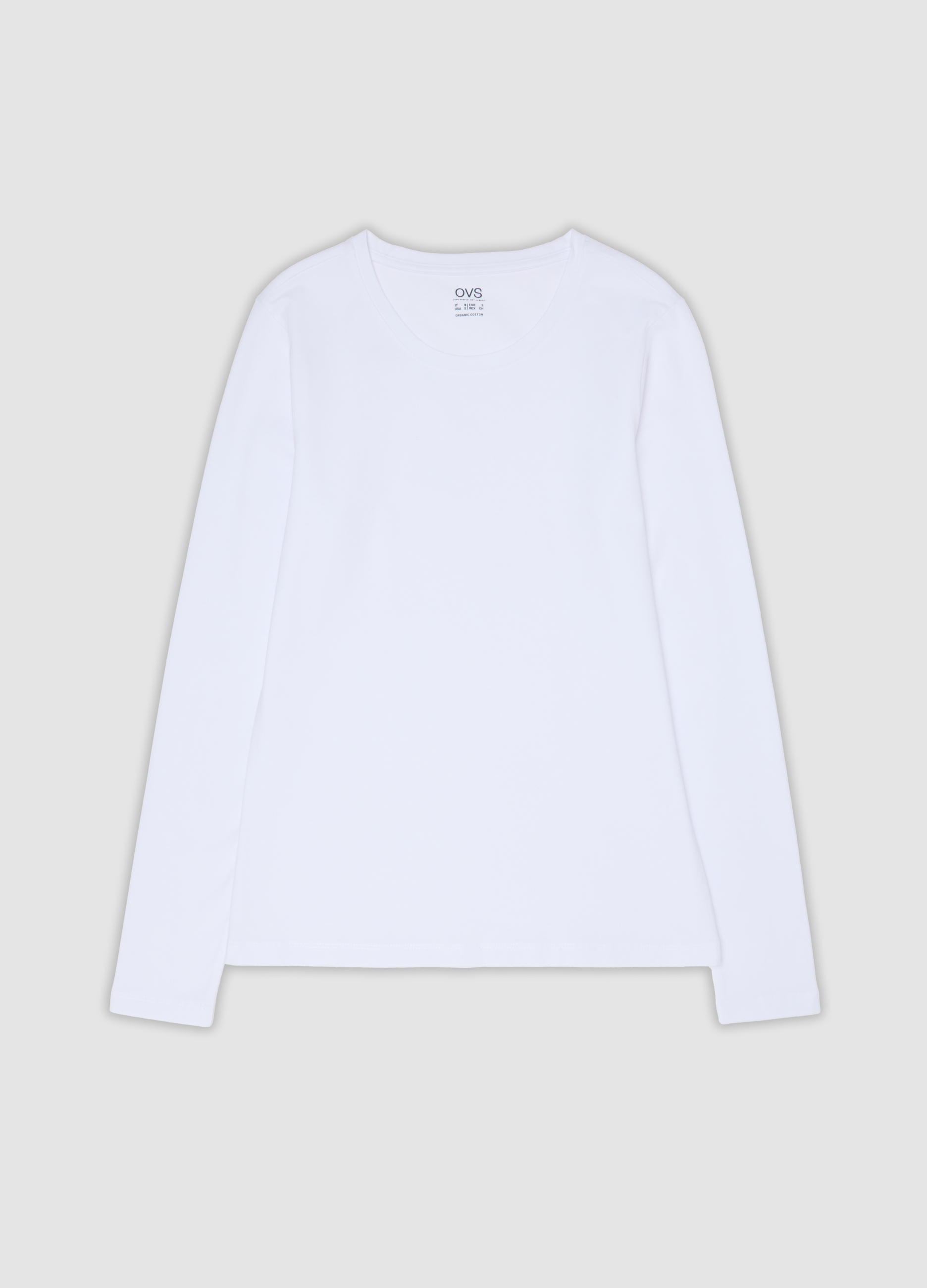 OVS, Maglia Bianca Girocollo In Cotone Organico Elasticizzato, Donna, Bianco, Taglia: M