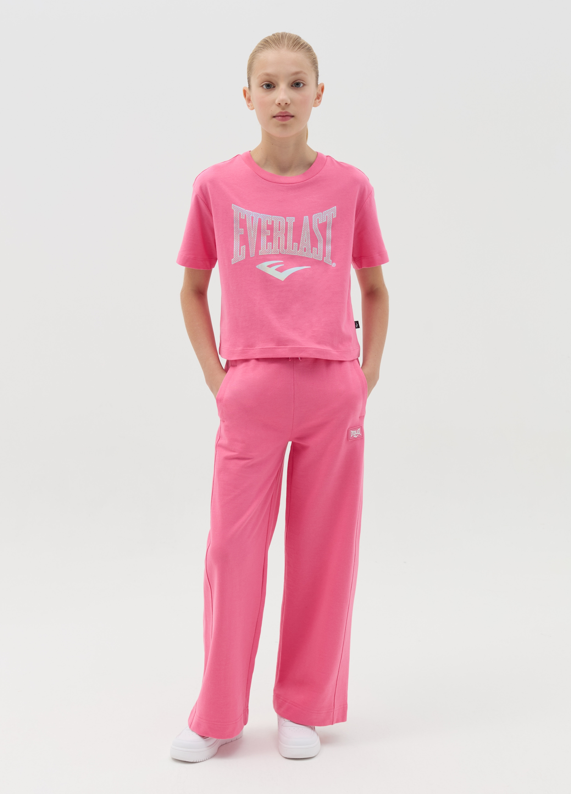 EVERLAST, Joggers A Gamba Larga Con Coulisse E Patch Logo, Bambina, Rosa, Taglia: 13-14