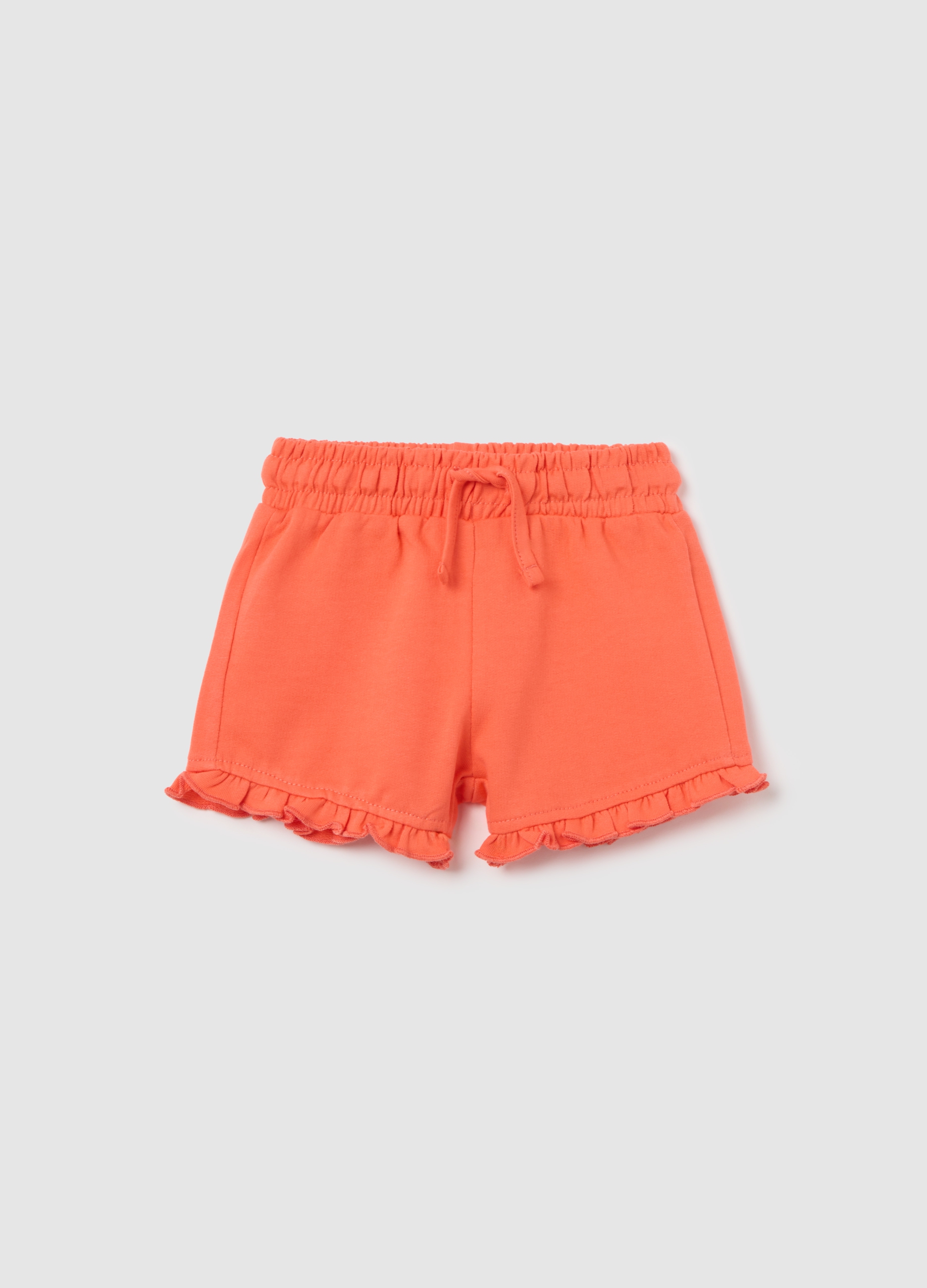 FAGOTTINO, Short Da Bambina In Puro Cotone Arancione Regular Fit Con Volant, Arancione, Taglia: 18-24