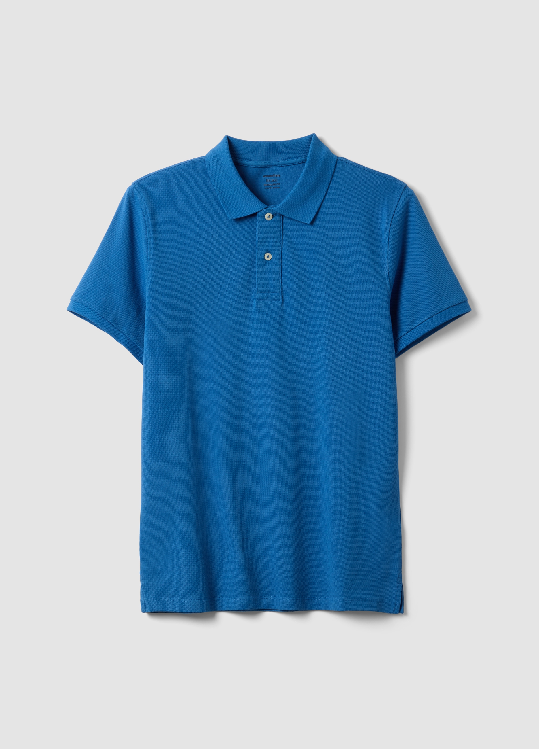 Polo Azul Marino De Algodón Orgánico, Manga Corta, Corte Regular, Hombre, Azul suave, Talla: L