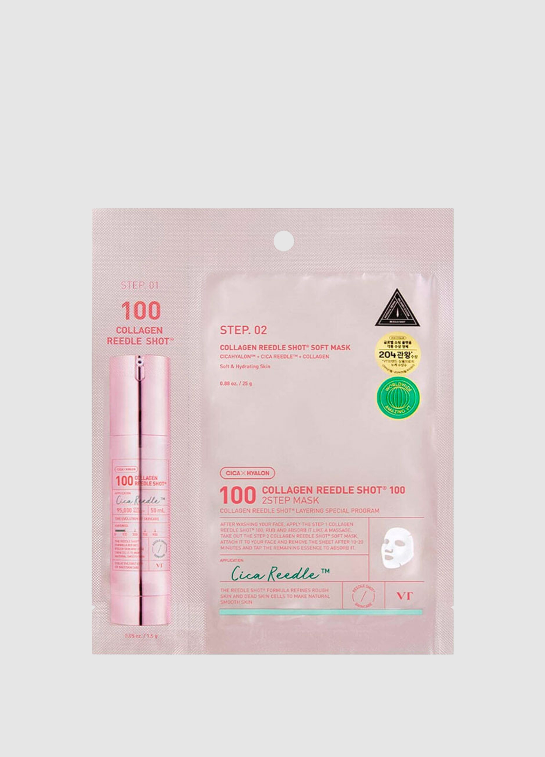 OVS, Vt Collagen Reedle Shot 100 2 Step Mask - Beauty Care Coreana, Donna, Rosa, Taglia: FASUL
