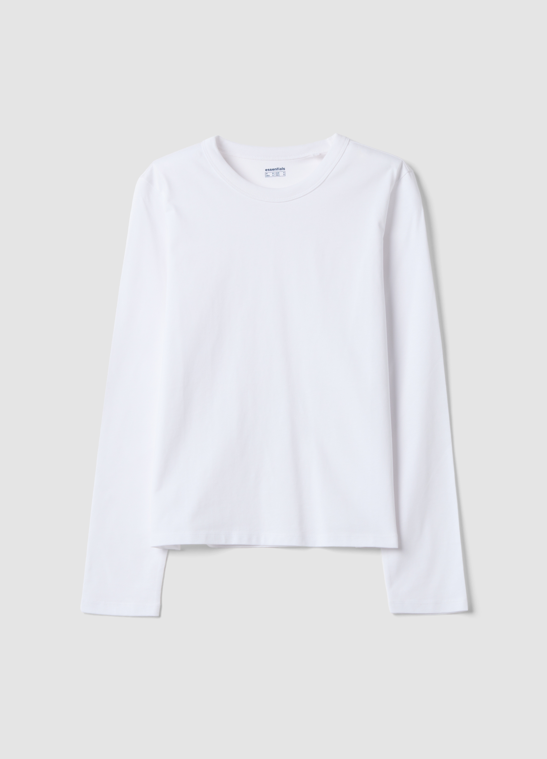OVS, T-shirt Bianca In Jersey Di Puro Cotone A Maniche Lunghe Regular Fit, Donna, Bianco, Taglia: S
