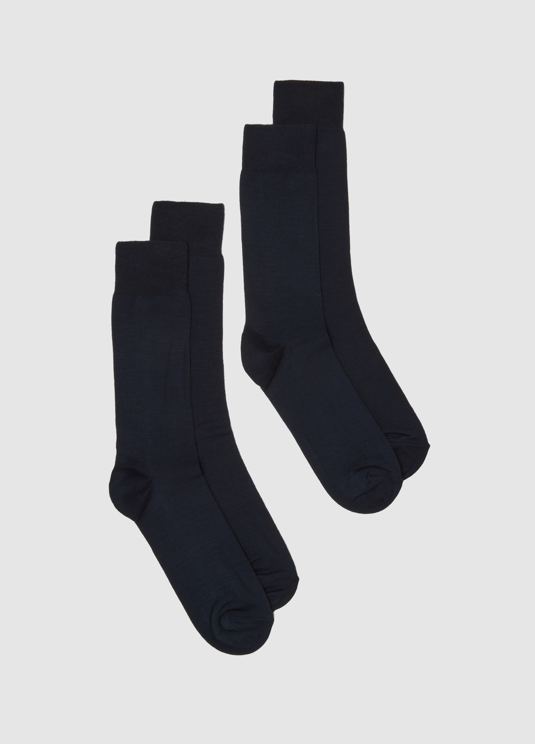 Pack Doble De Calcetines Largos Azules Elásticos De Bambú, Hombre, Azul oscuro, Talla: 42/43