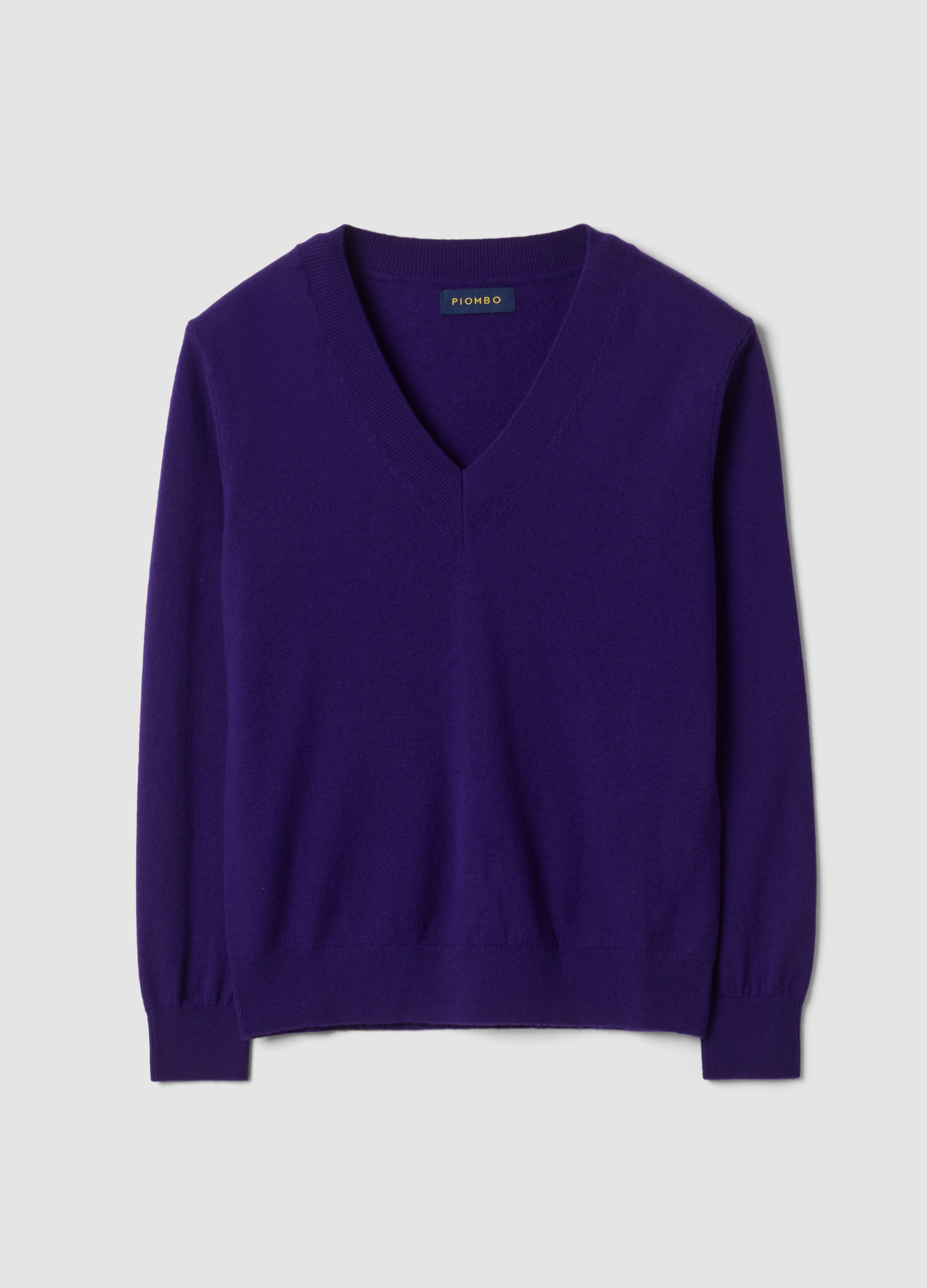 PIOMBO, Maglia Viola In Pura Lana Con Scollo Profondo A V, Donna, Viola, Taglia: XS