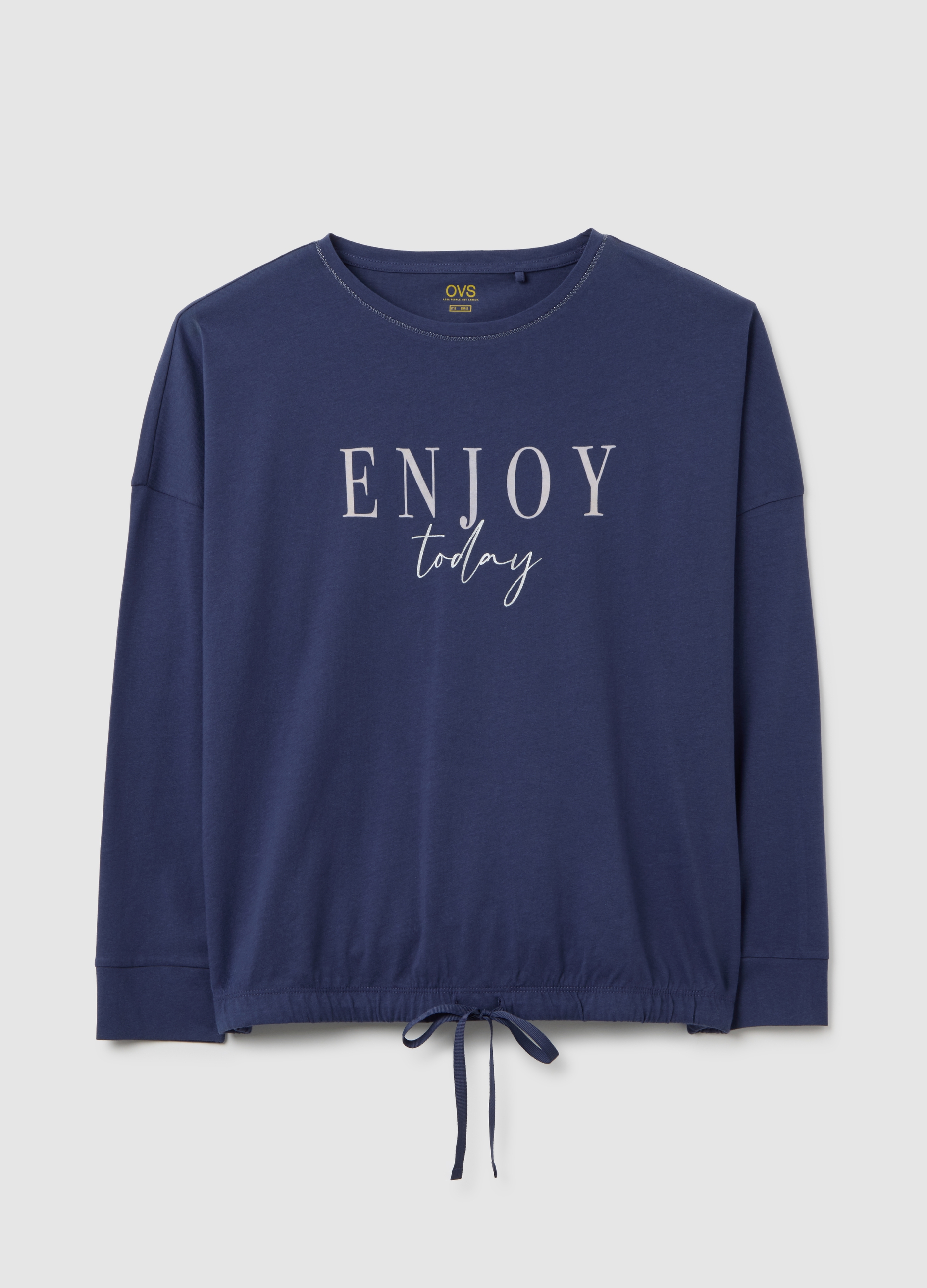 Parte Superior De Pijama Azul Con Inscripción, Mujer, Azul, Talla: L